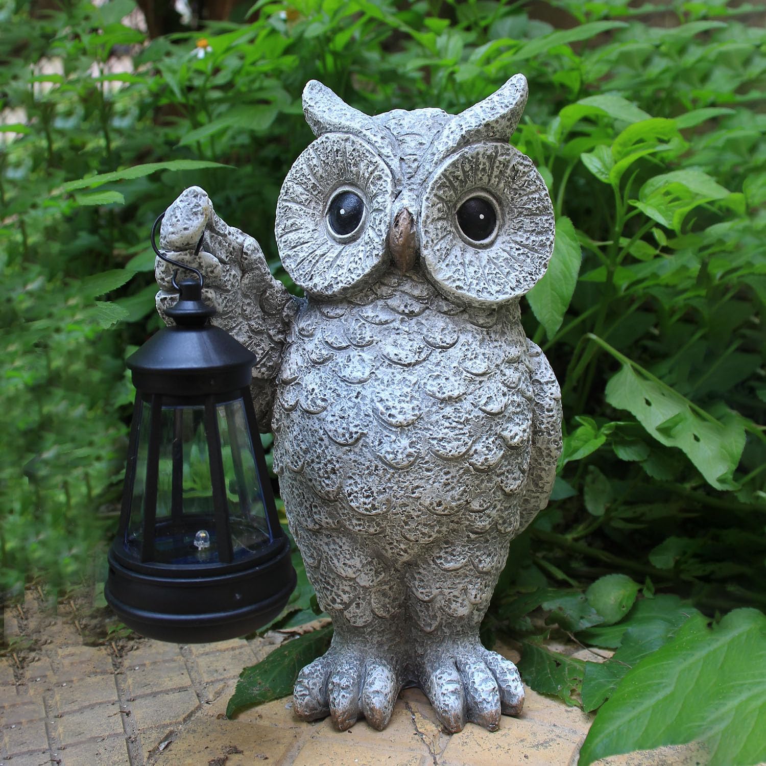 Garden Statues, owl Outdoor Figurines Decorated with Solar Lights, Unique Christmas Birthday Gifts for Moms, Grandmas, Women, Wives, Sisters (Grey Owl1)