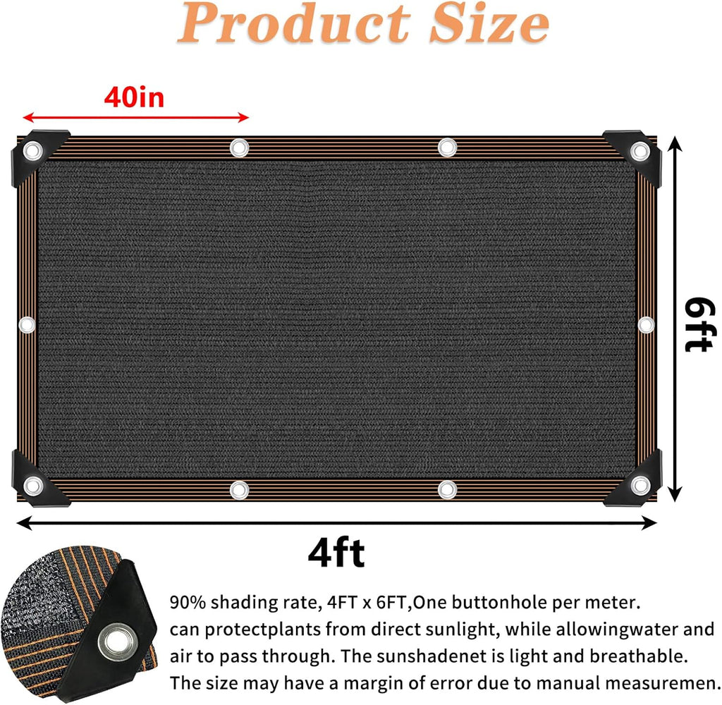 QLOFEI 4x6 FT Shade Cloth with Grommets, 90% Sun Shades Outdoor Patio Mesh Tarp, Easier to Hang Sunblock Neting Cover -for Garden Greenhouse Pergola Lawn Kennel Chicken Coop