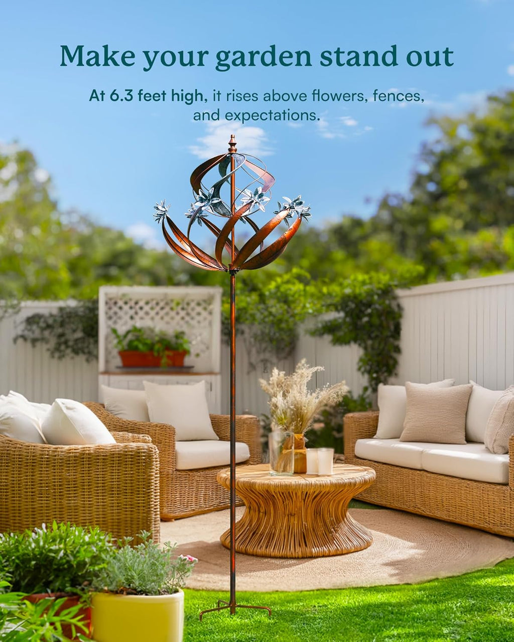 Wind Spinners Outdoor for Yard - Extra Large 86" H Metal Kinetic Yard Art, Wind Sculpture Spinner Garden Decor, Catches Every Breeze & Weather Resistant