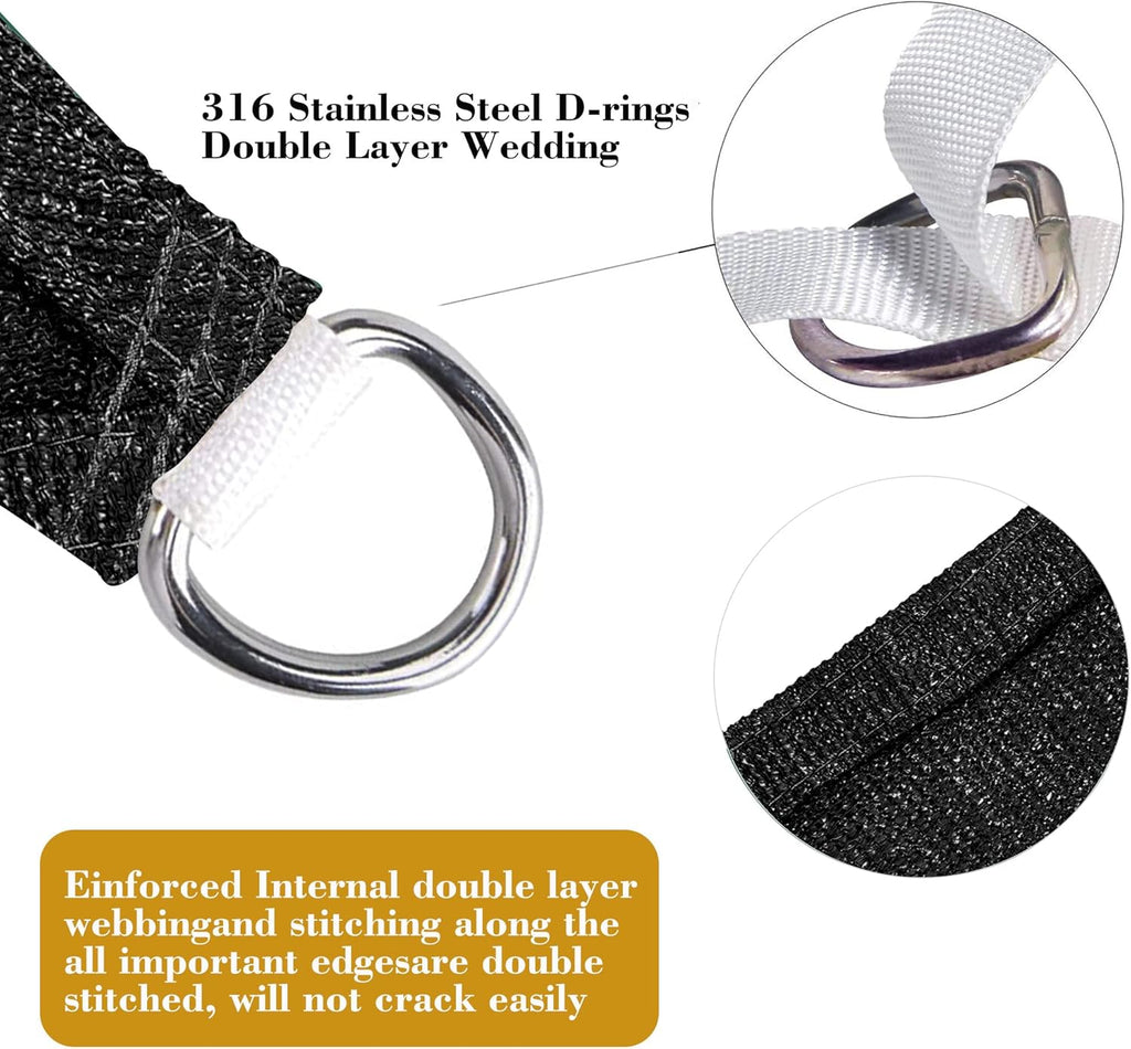 8' x 13' Black Rectangle Sun Shade Sail SSP1212 Canopy Durable Fabric UV Block Awning We Make Custom Orders