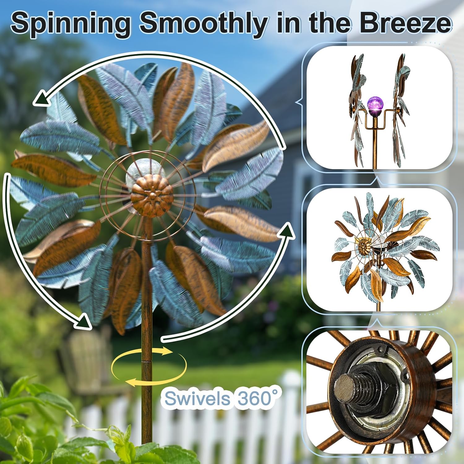 Solar Wind Spinners 87 Inch Extra Large Metal for Yard, Garden Decor Yard Art Windmills for Outdoor