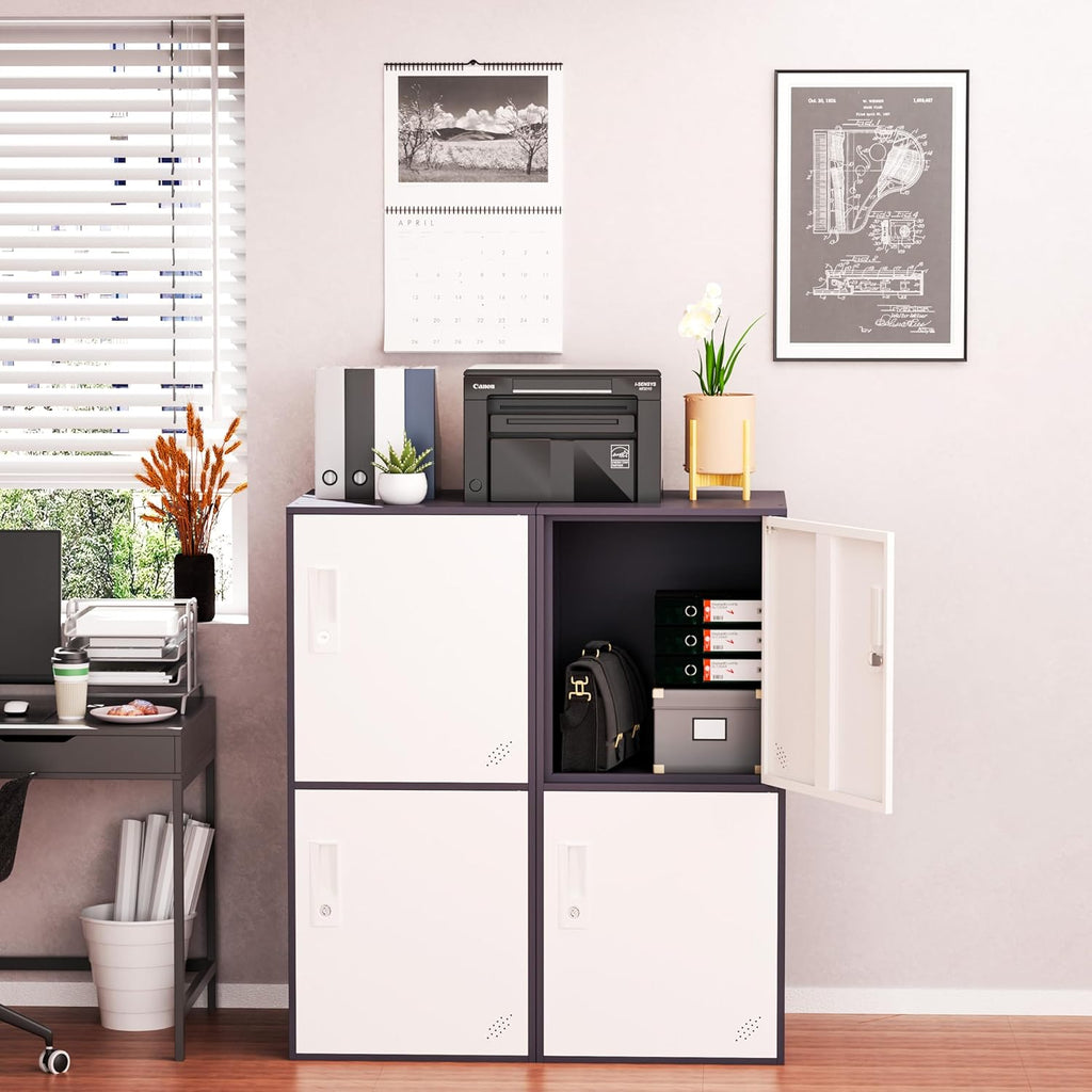 2 Door Vertical Stackable Storage Cabinet with Lock,Anti-Failing Device, Metal Lcoker,Organizer for Office, Home, Gym, School,Employee,Kids. (2D-Grey)