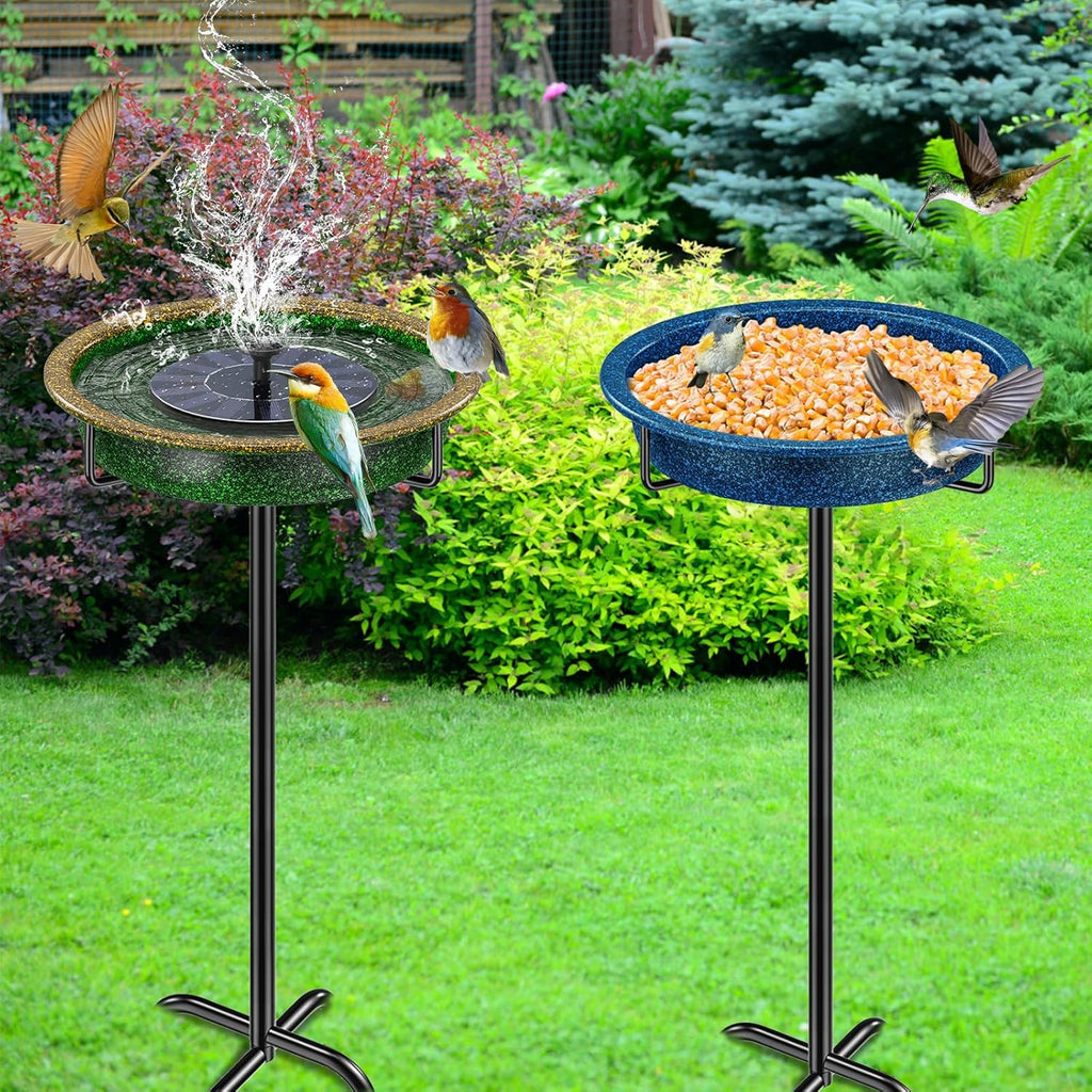 Freestanding Birdbaths Bowl for Outside, Standing Garden Bird Bath Feeder & Bird Bath Bowl, Detachable Decoration Spa Birdfeeder for Outdoor Garden Patio Yard Lawn (Blue)