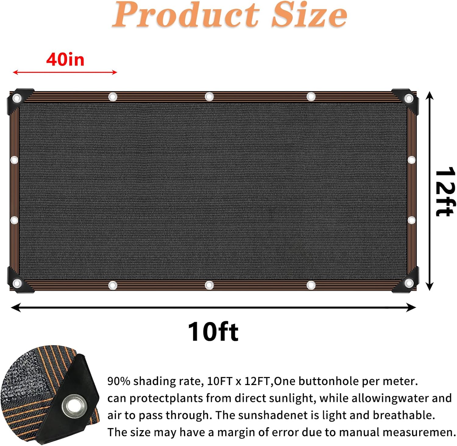 Shade Cloth 90% Sunblock Net for Garden Patio,Shade Sails -for Plants Greenhouse Outdoor Pergola Lawn, Easier to Hang Sun Protection Neting Cover for Kennel Chicken Coop, 10x12 FT