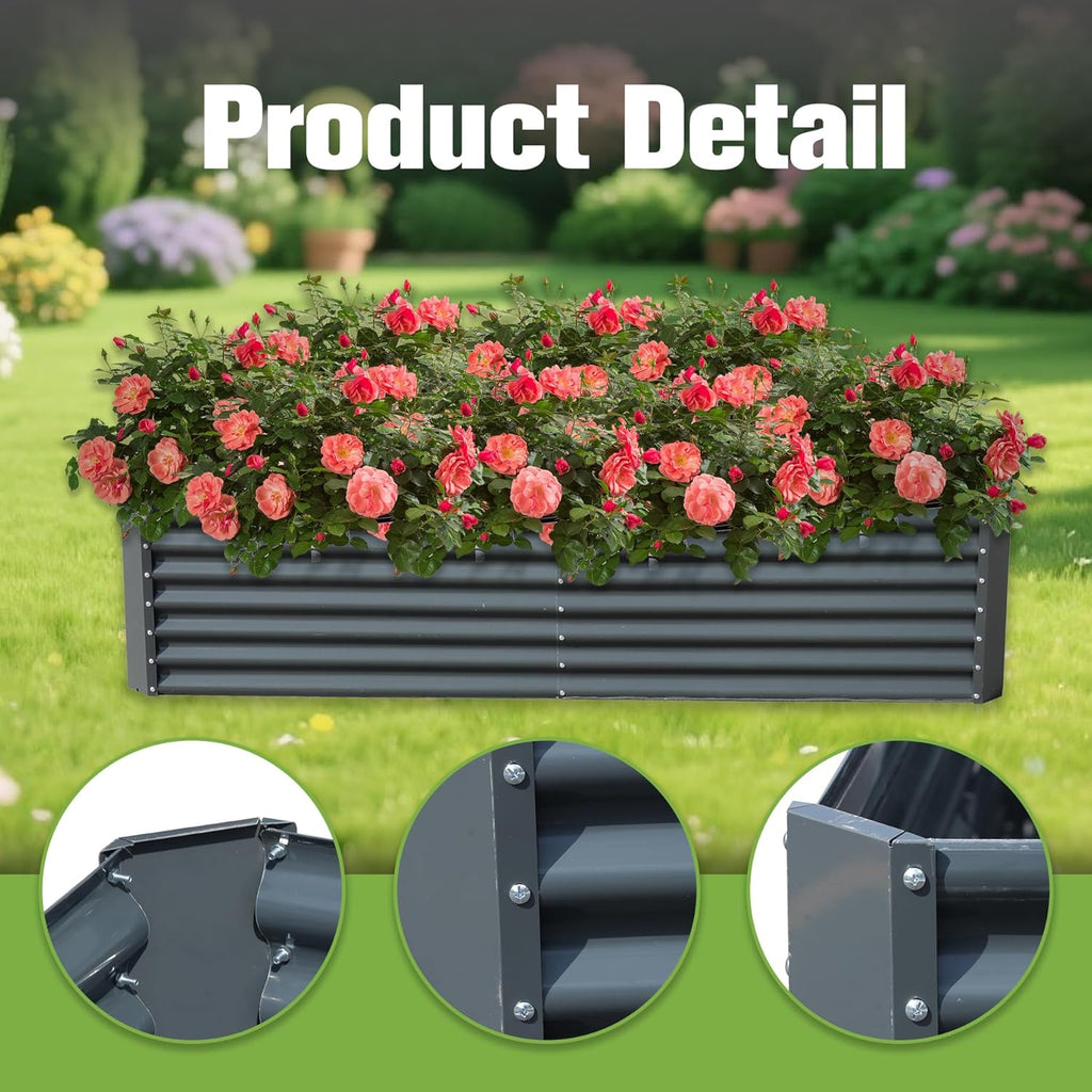8x4x2FT Galvanized Planter Raised Garden Boxes Outdoor Large Metal Gardens Beds for Vegetables Flowers Herbs Succulents 478 Gallon Capacity