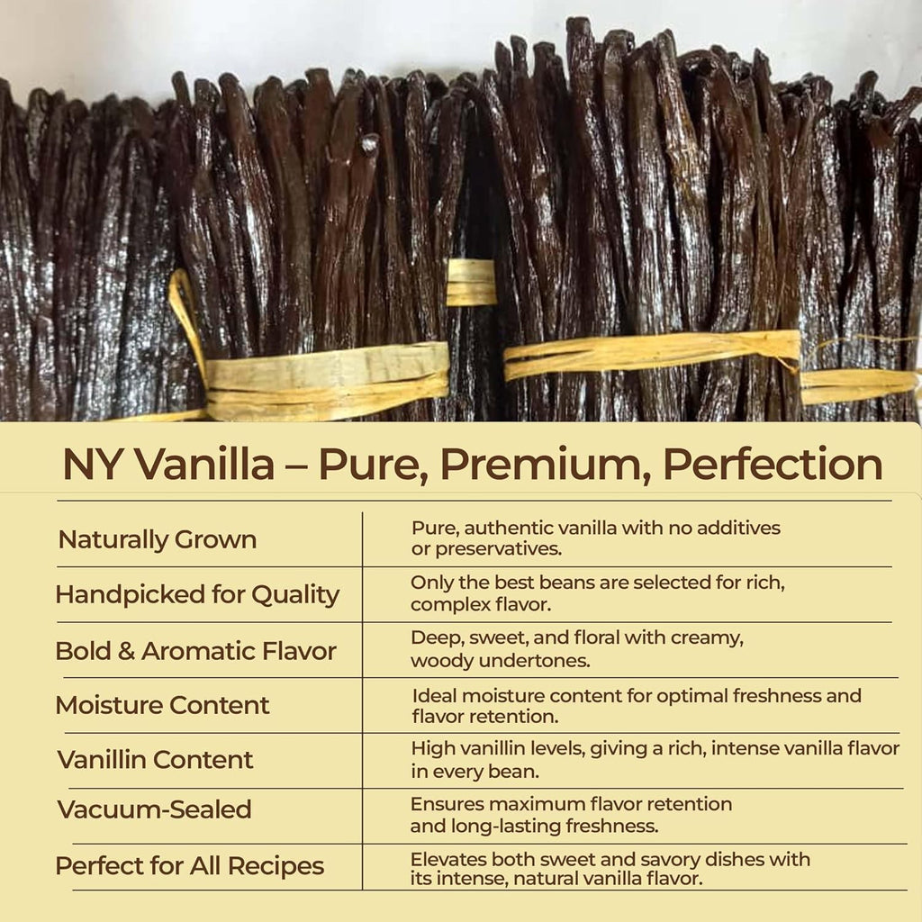 10 Whole Vanilla Beans Grade A+, Premium Bulk Vanilla Bean Pods For Making VanillaExtract and Baking, 6-8 Inches, Non GMO. by NYVanilla