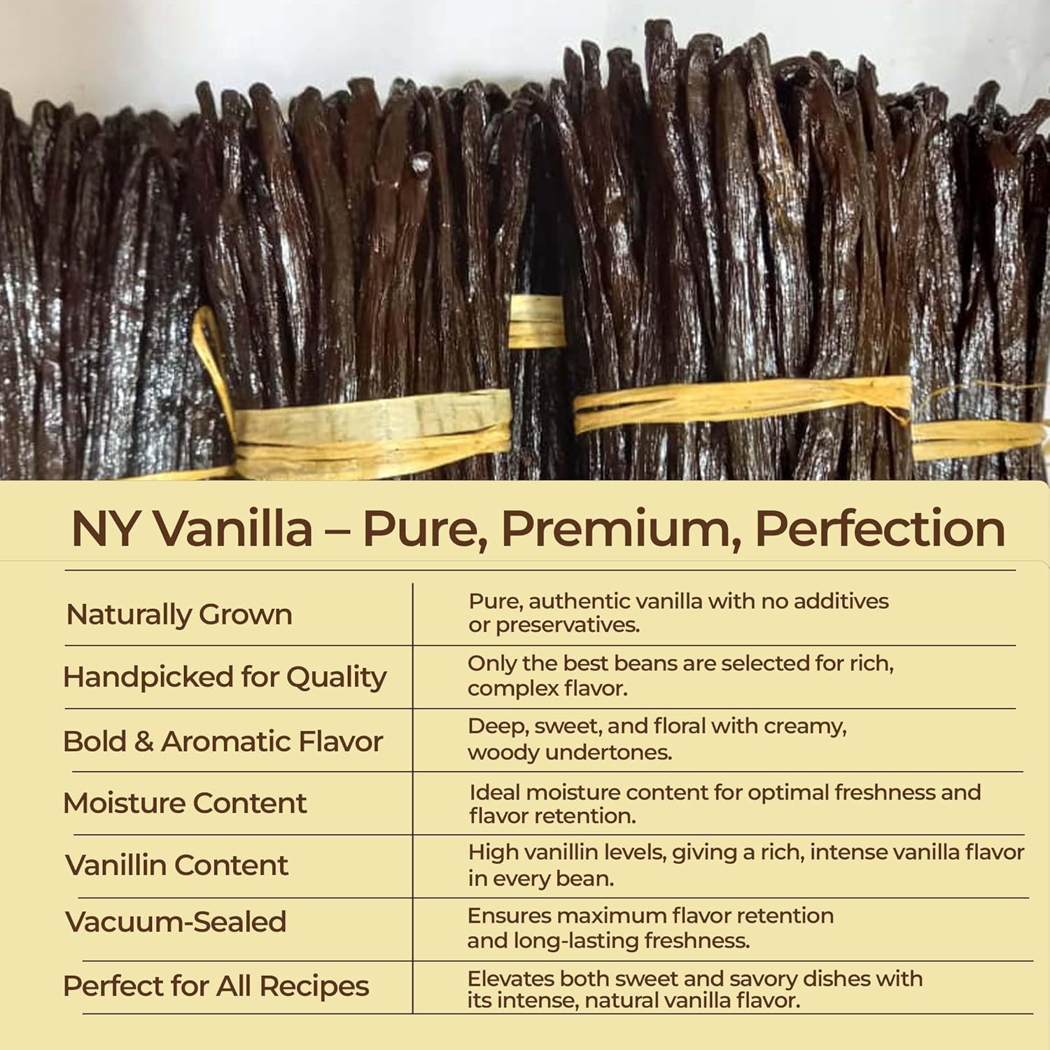 10 Whole Vanilla Beans Grade A+, Premium Bulk Vanilla Bean Pods For Making VanillaExtract and Baking, 6-8 Inches, Non GMO. by NYVanilla