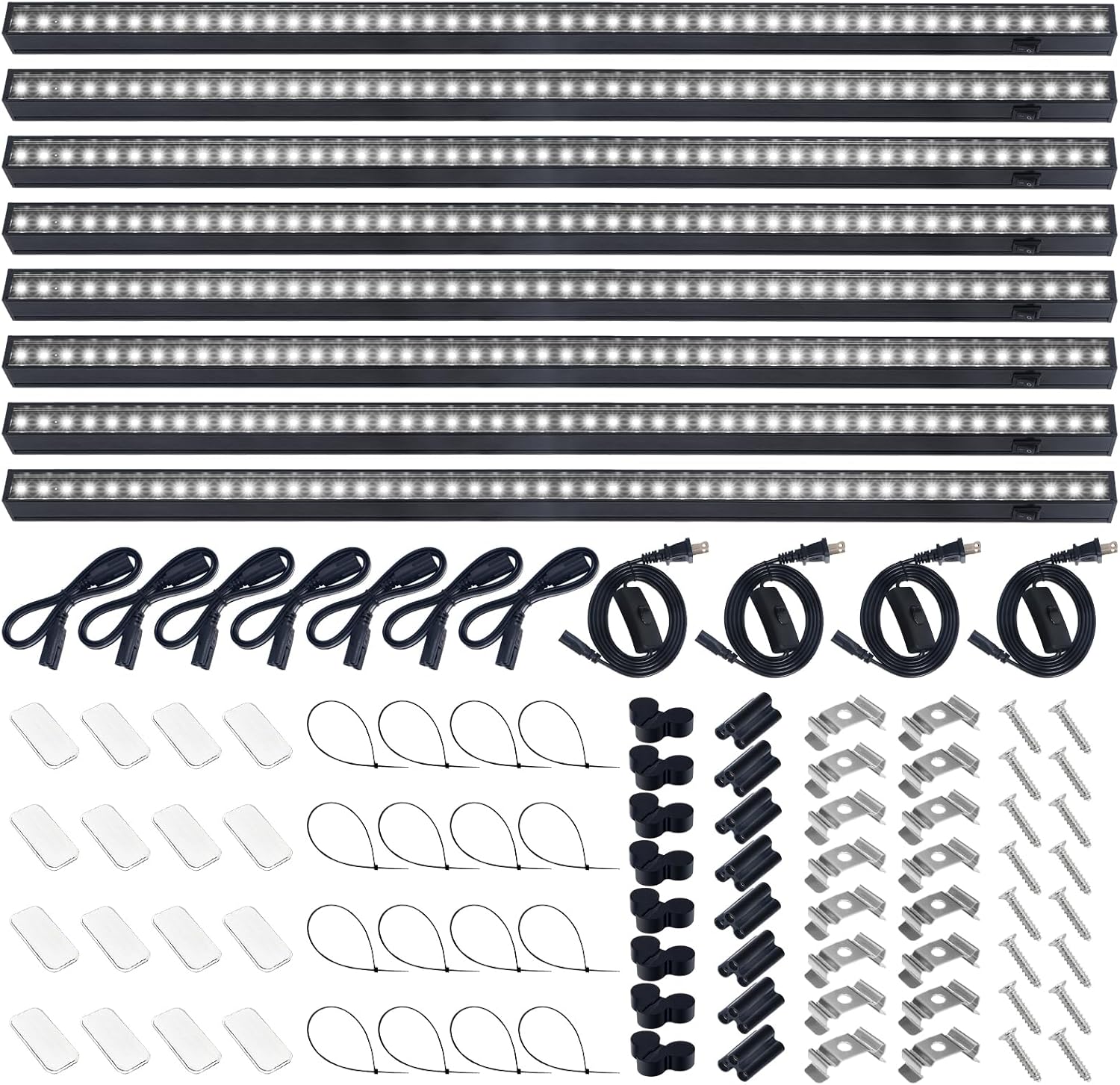 Barrina T5 Grow Lights for Indoor Plants, 2FT 80W(8 x 10W) Black Cover LED Plant Growing Lamp, Full Spectrum Grow Light Strip with Switch, Magnetic Installation, Plug and Play, 5000K, 8 Packs