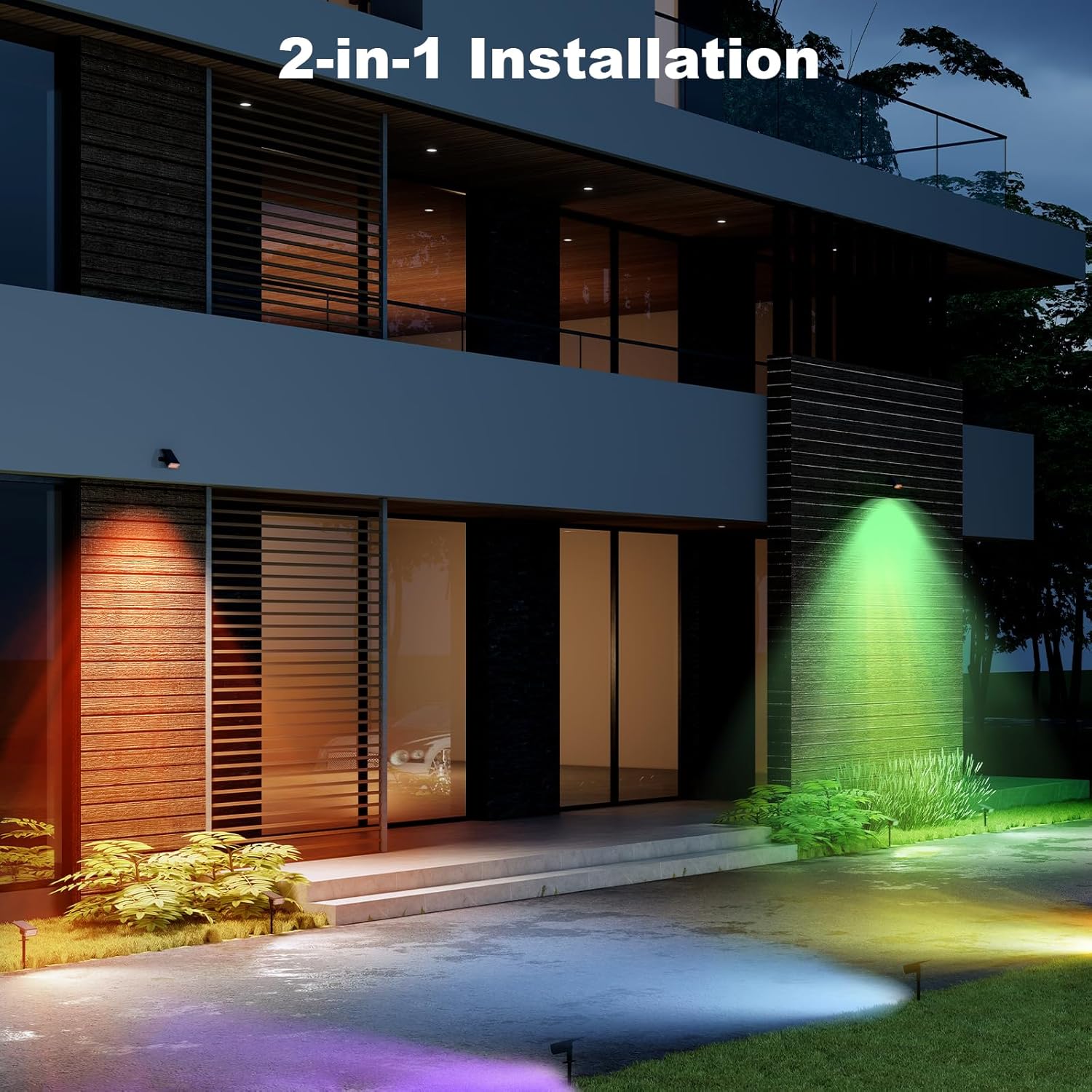 Solar Spot Lights Outdoor, 8 Lighting Modes Multicolor Solar Lights Outdoor Waterproof IP65, Landscape Spotlights for Garden Yard, 6 Pack RGB