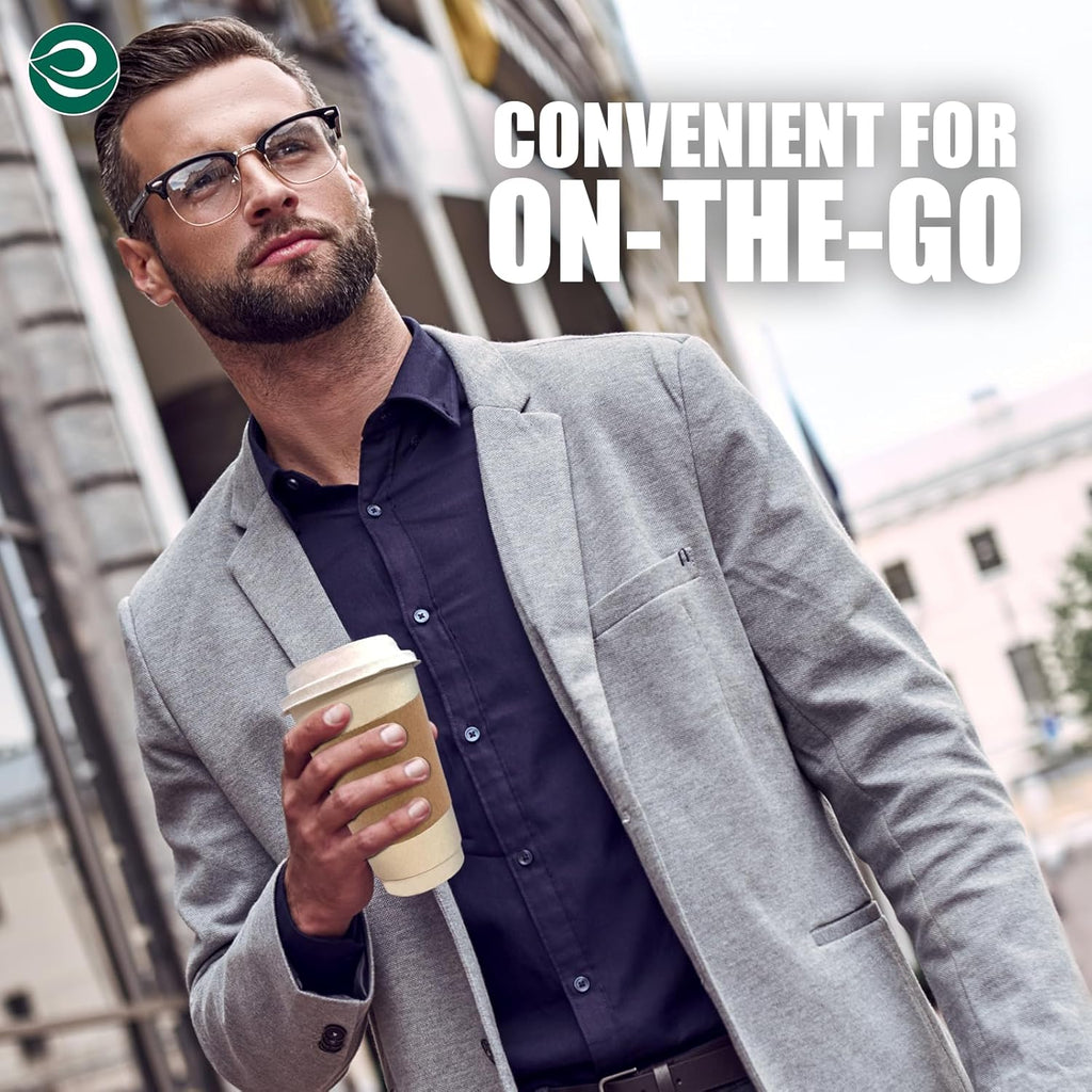 ECO SOUL 100% Compostable Coffee Cups With Lids & Sleeves - 16Oz (200 Counts) To Go Coffee Disposable Bagasse Cups |Sturdy & Eco-Friendly Cups for Cafes, Party, Office