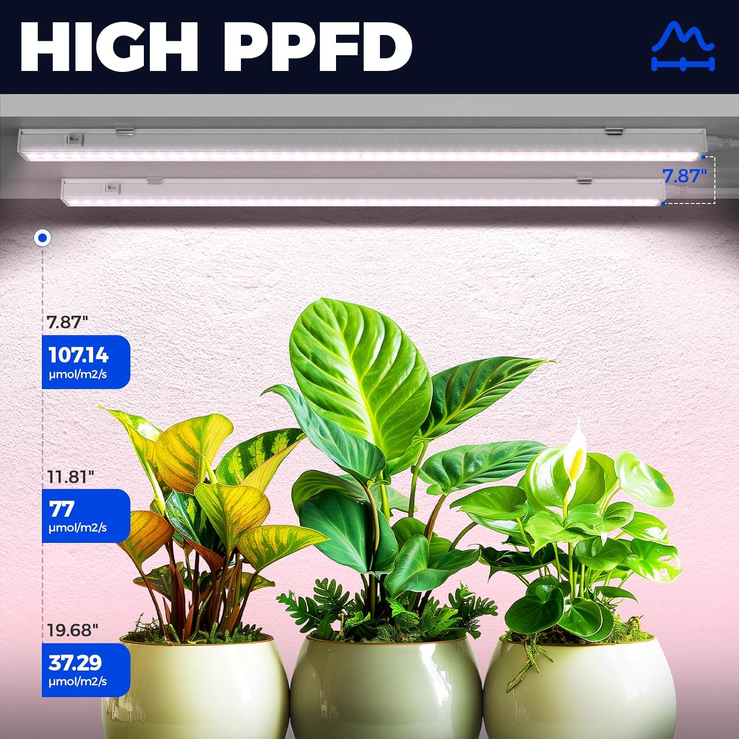 Barrina T5 Grow Lights for Indoor Plants, Full Spectrum LED Grow Light, 2FT 80W (8 x 10W), Plant Lamp for Indoor Growing, Seed Starting, Pinkish White, 8-Pack