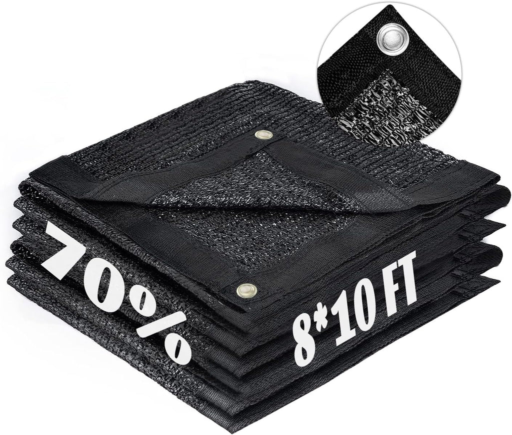 LOVE STORY 8x10FT 70% Black Shade Cloth Sun Shade Net with Grommets Sunblock Net Mesh Tarp for Garden,Plants Cover,Greenhouse and Patio