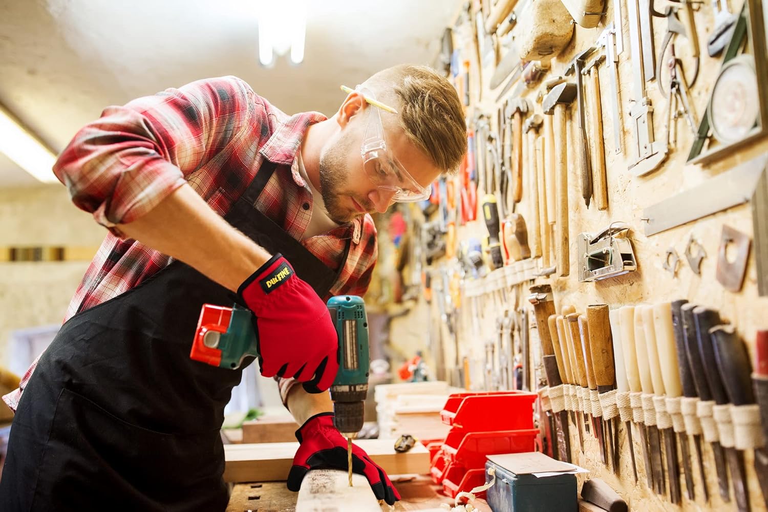 DULFINE High Performance Work Gloves For Men(12 Pairs Pack), High Dexterity Touch Screen For Multipurpose,Excellent Grip (Extra Large)