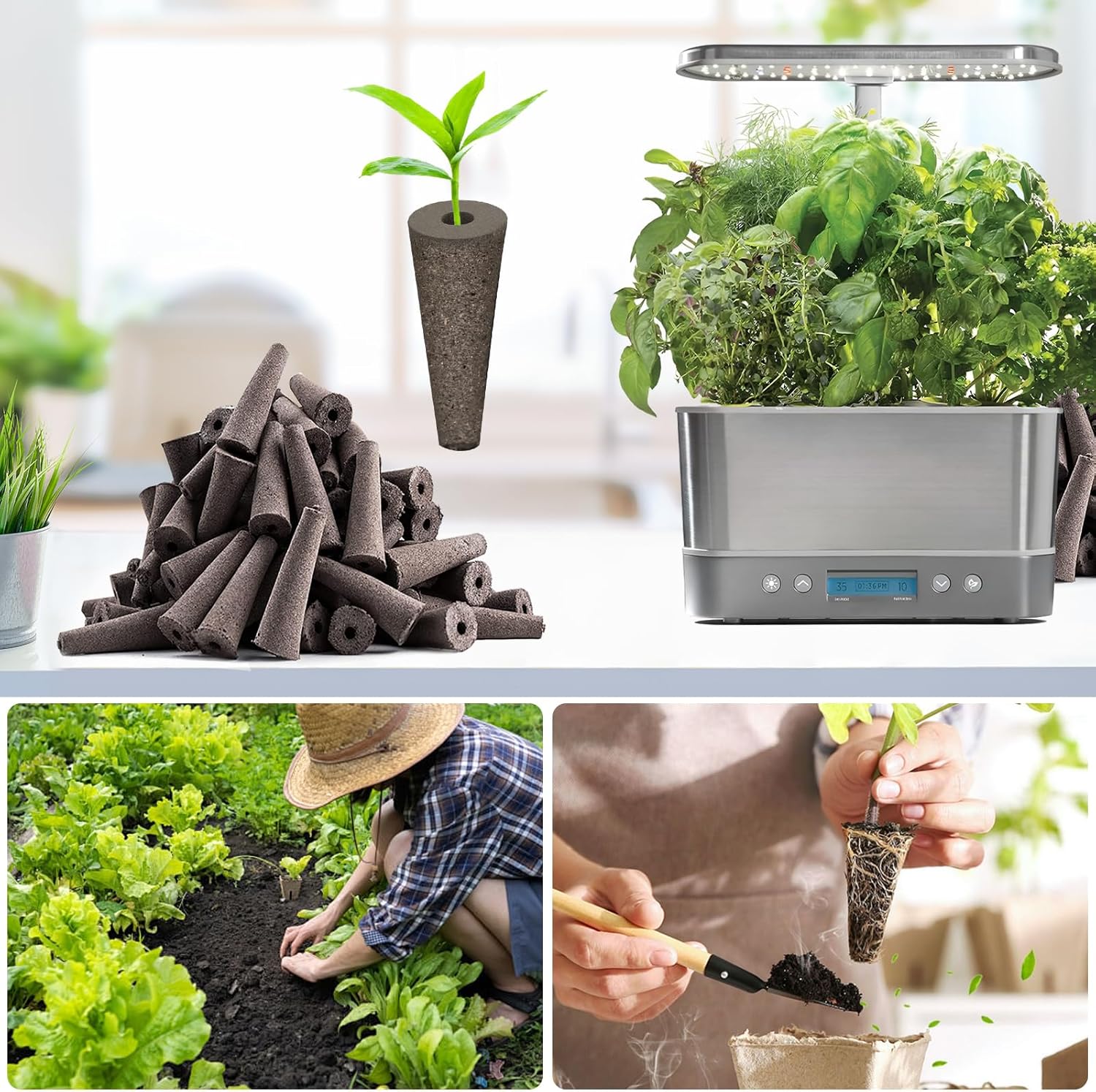 109 Pack Hydroponic Pods Supplies for Aerogarden Pods, Grow Sponges for Hydroponics, Seed Pods Kit with 48 Grow Sponges, 48 Pod Labels,12 Plant Labels, 1 Tweezer for Hydroponic Indoor Garden System