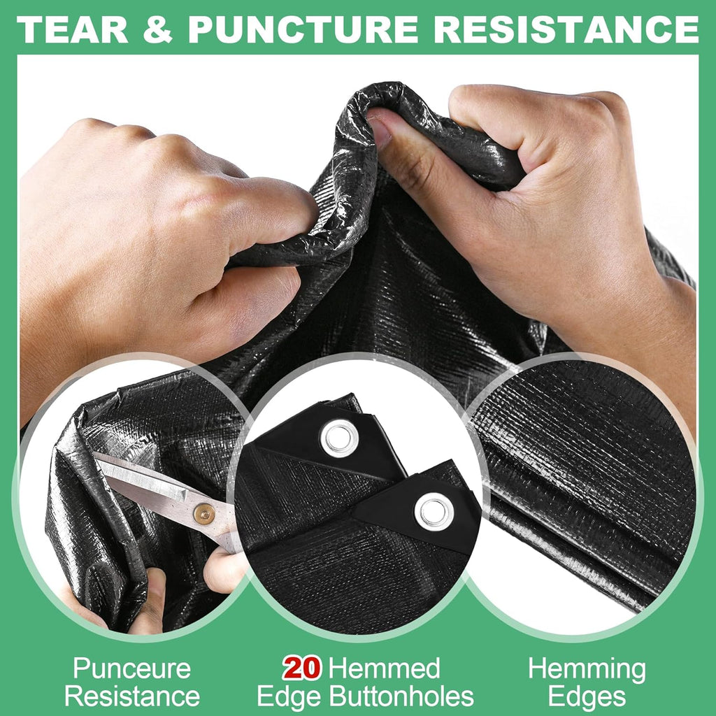 MYFAMIREA 25 x 25FT Pond Liner, 28Mil PE Preformed Liner with 20 Hemmed Edge Buttonholes, Sun Resistant, Easy Cutting for Outdoor, Fish, Koi, Garden Fountain, Waterfall Ponds