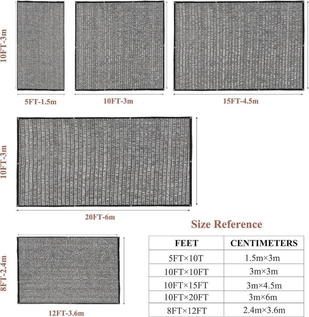 Garden expert 50% Black Shade Cloth 10x20FT Taped Edge with Grommets Sun Net Mesh for Garden Patio Backyard UV-Resistant
