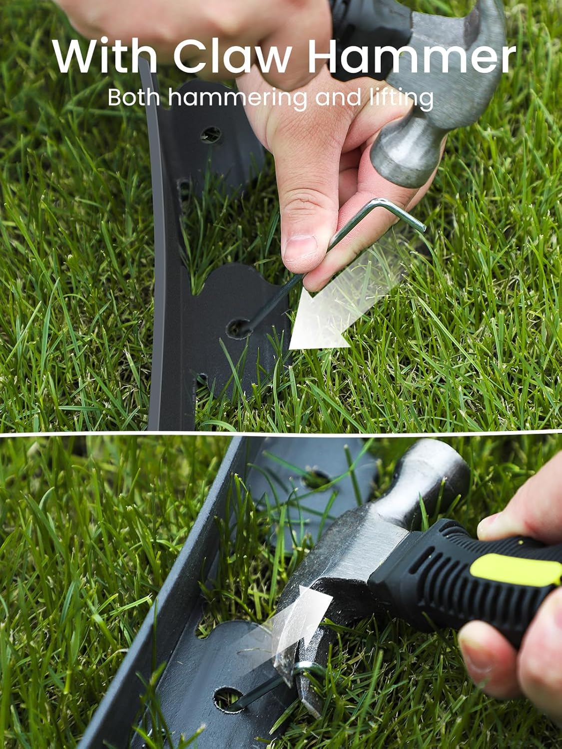 GROWNEER 66FT Landscape Edging Flexible 2 inch Tall Garden Border with 60pcs Galvanized Steel Anchoring Spikes and Hammer Lawn Edging Kit for Flower Bed, Pathway, Landscaping Project, Black