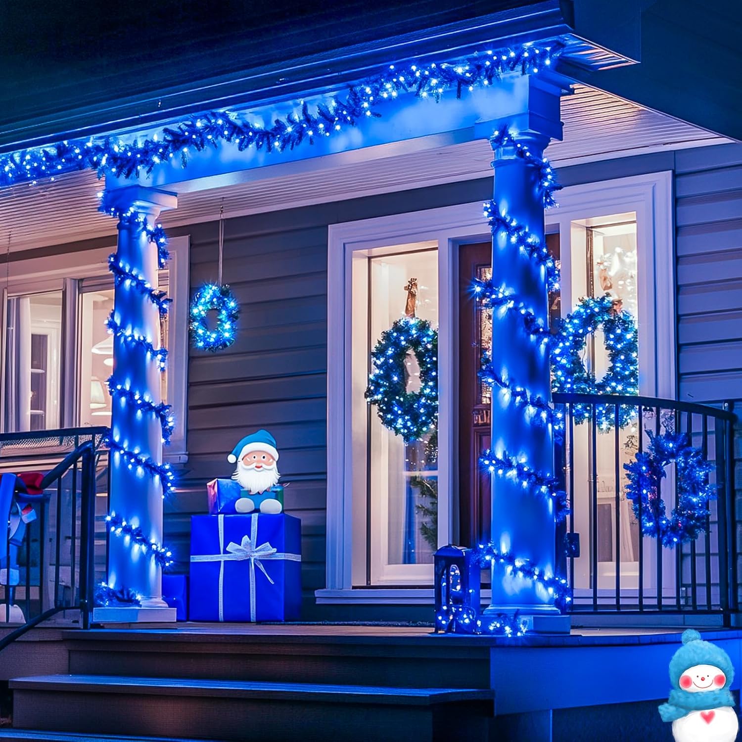 JMEXSUSS Connectable 100 LED Blue Christmas Lights Clear Wire, 8 Modes Blue Christmas Tree Lights Indoor Outdoor Plug in, 33ft Fairy String Lights for Christmas Tree, Xmas, Party, Garden