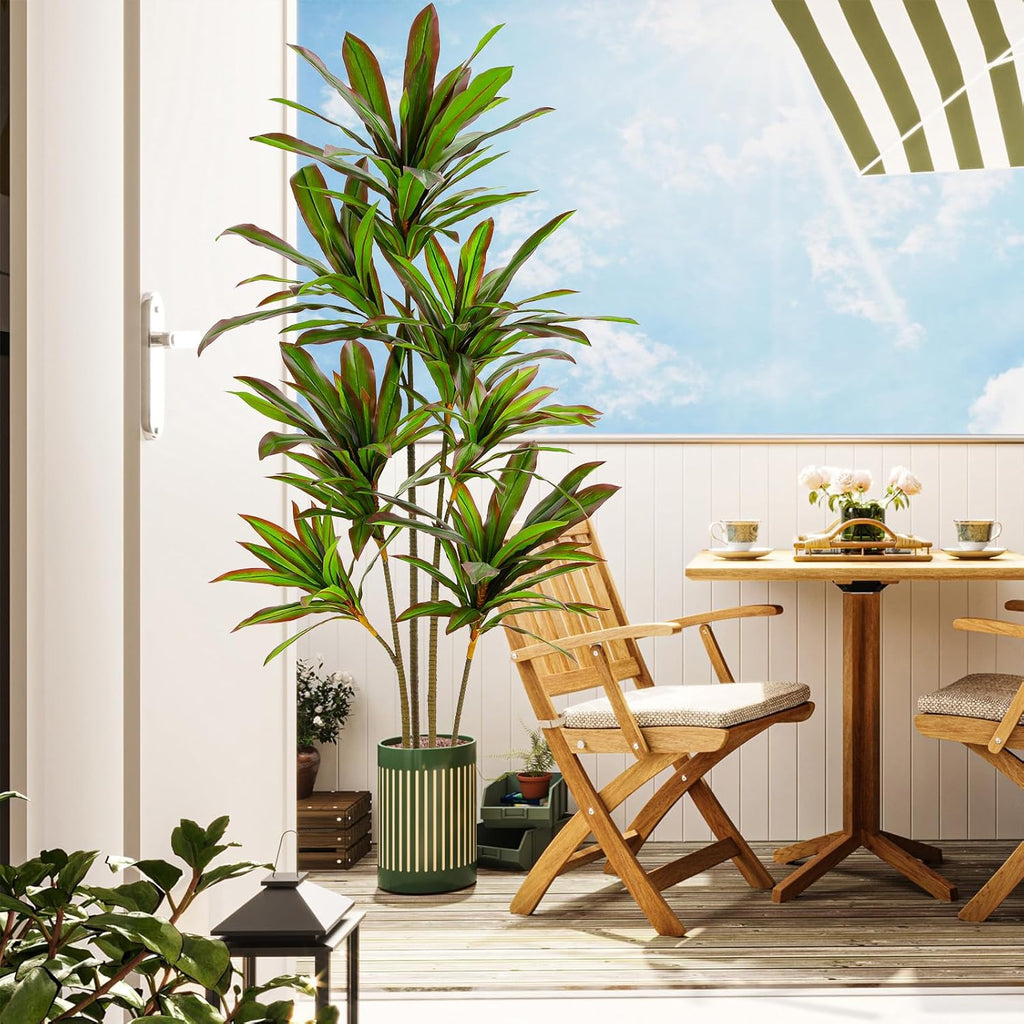 VIAGDO Dracaena Silk Plant Artificial 6ft Faux House Plants with Red Leaf Margin Fake Yucca Palm Trees in Pot Realistic Dragon Tree for Living Room Home Office Decor Indoor Outdoor