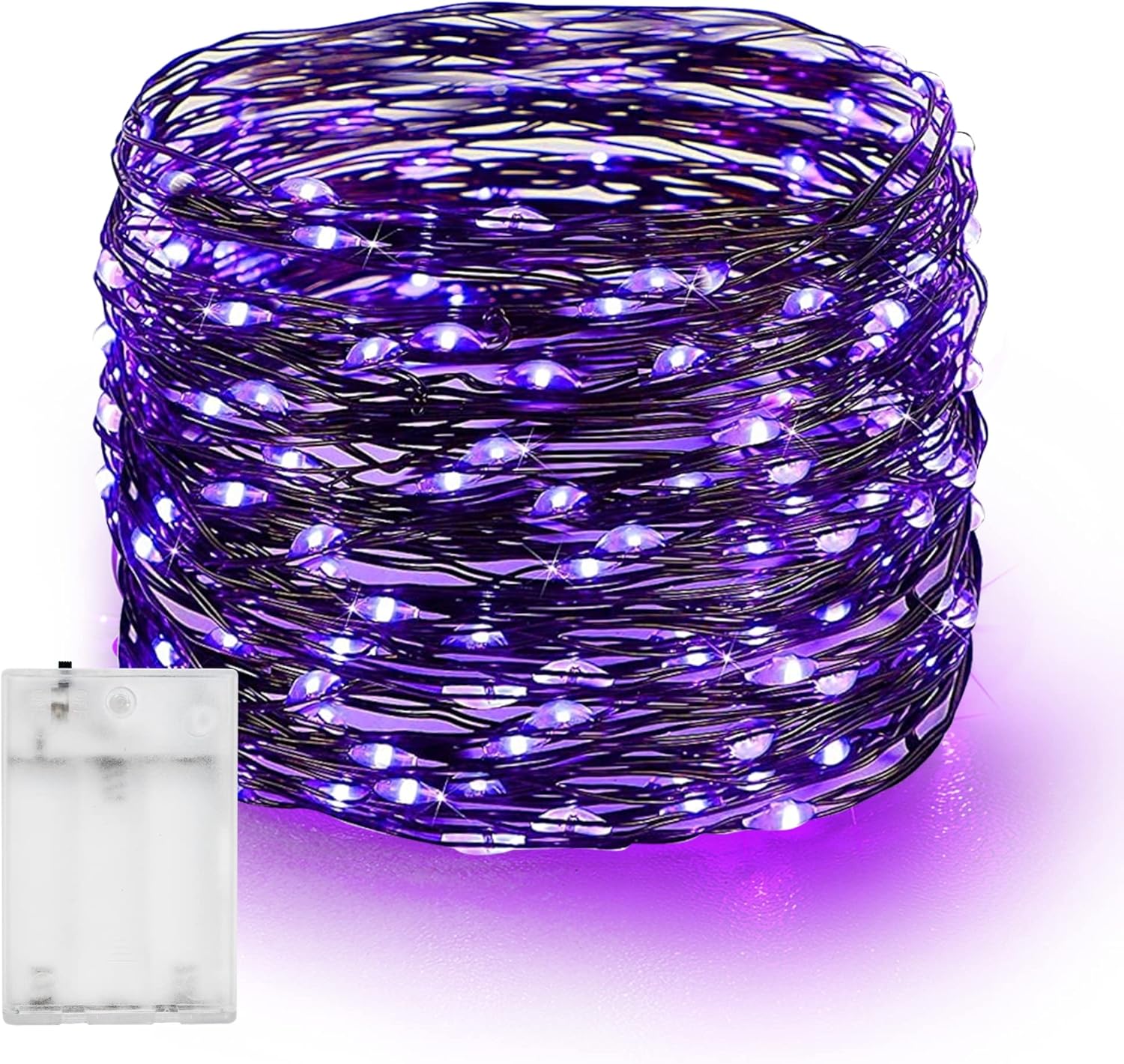 Dazzle Bright Fairy String Lights, 20 FT 60 LED Copper Wire Battery Operated Waterproof Lights, Halloween Decorations for Indoor Home Room Outdoor Garden Patio Party Decor (Purple, 1)