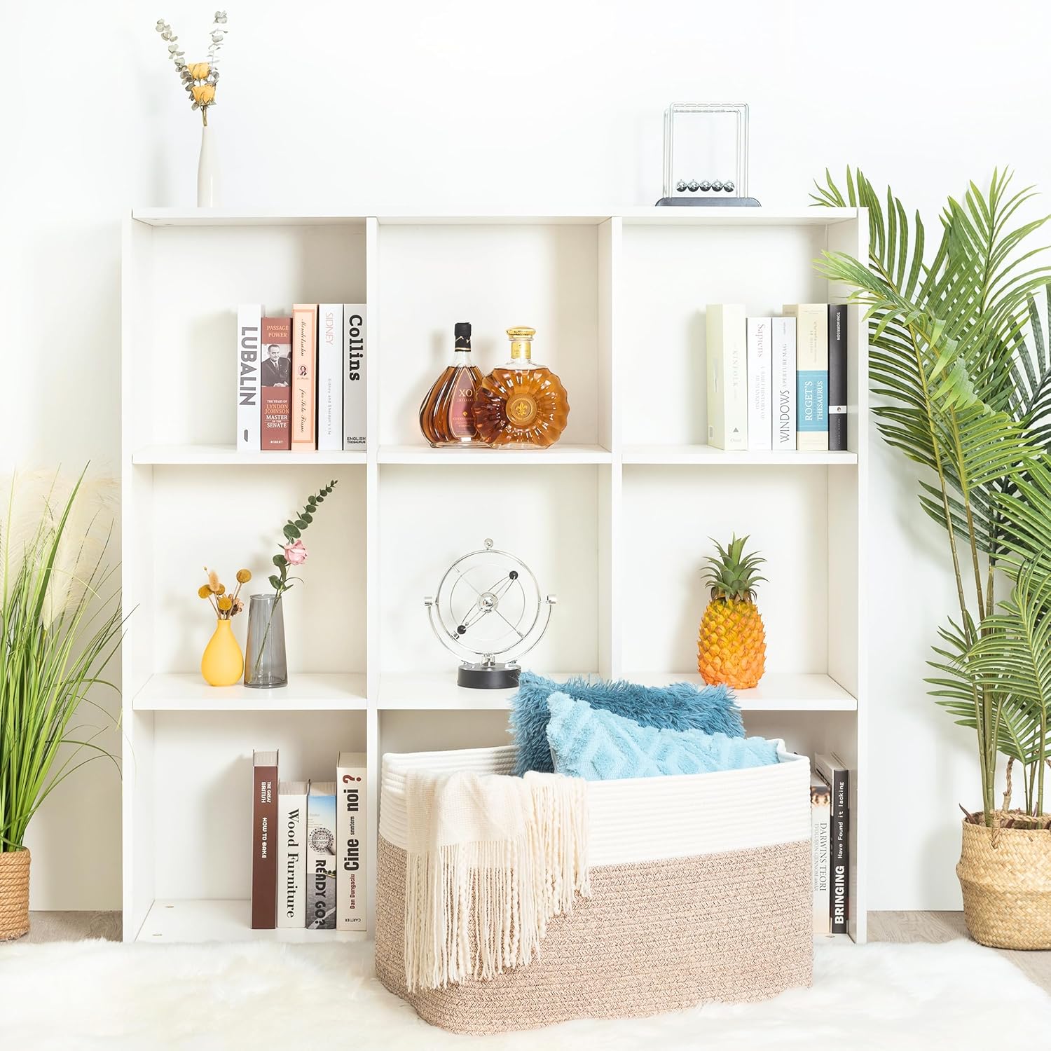 MINTWOOD Design 22in Extra Large Blanket Basket Holder Living Room, Rectangle Rope Woven Storage Basket with Handles for Laundry, Pool Towels, and Shoes, Dog Toy Organizer Bin Box, Light Brown