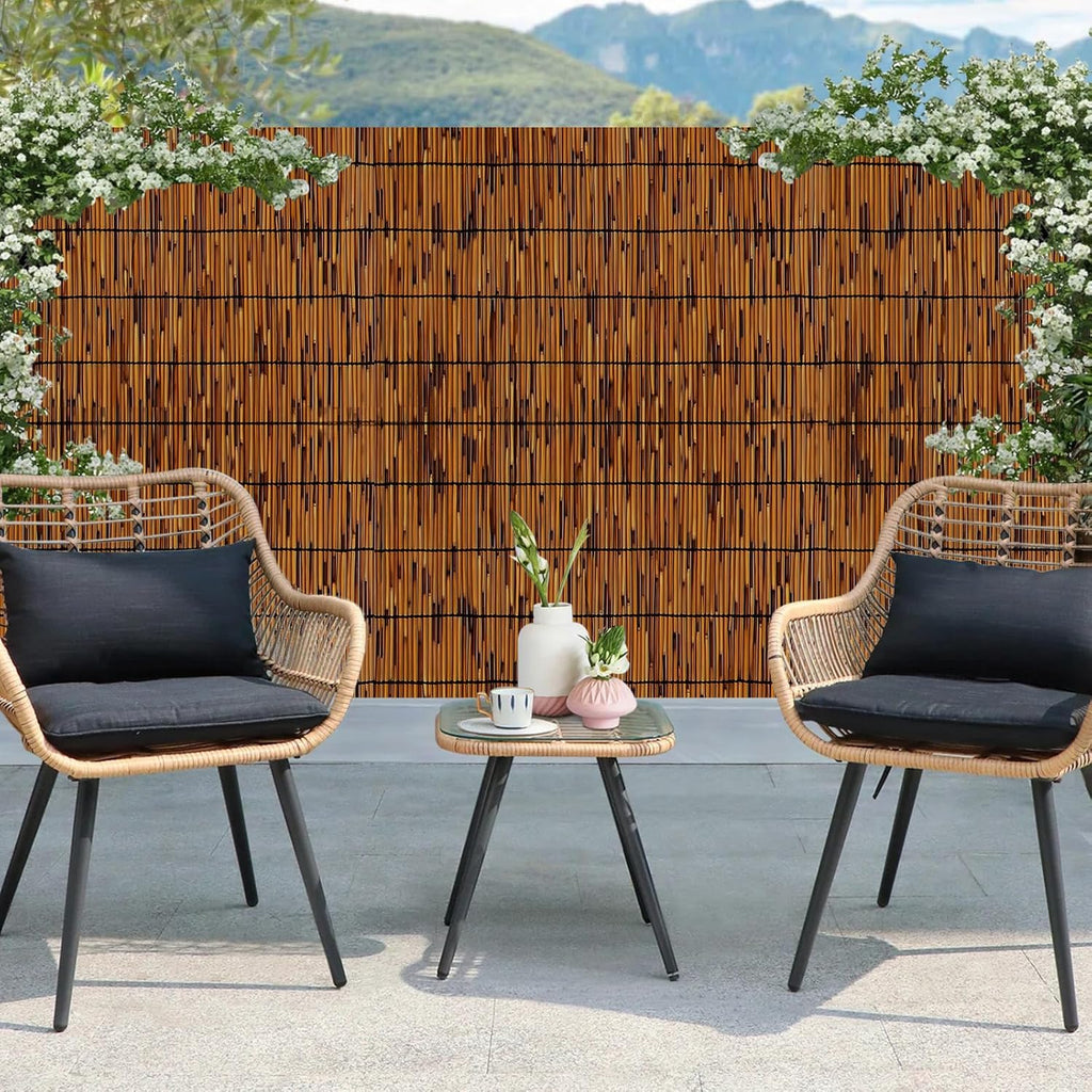 Natural Bamboo Reed Fence, 4FT x 16.4FT,Bamboo Privacy Screen for Garden, Decorative Fence for Outdoor Privacy Screening, Sun Blocking, Decorative Divider, Brown