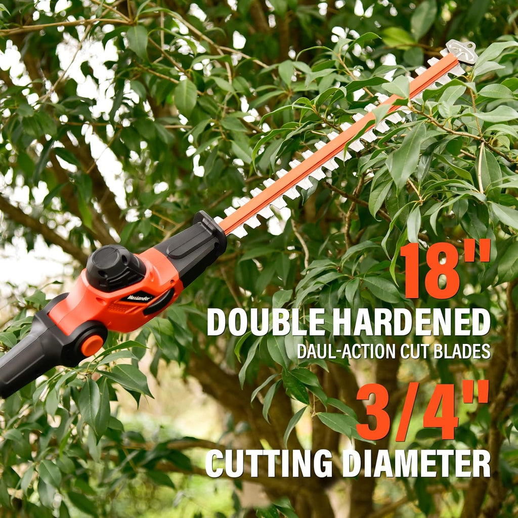 Pole Saw 8-Inch Cordless Pole Saws for Tree Trimming and 18-Inch Pole Hedge Trimmer 2-in-1, 15-Feet MAX Reach, 16ft/s Speed, Auto Oiling Pole Chainsaw with 20V 2.0Ah Battery & Charger