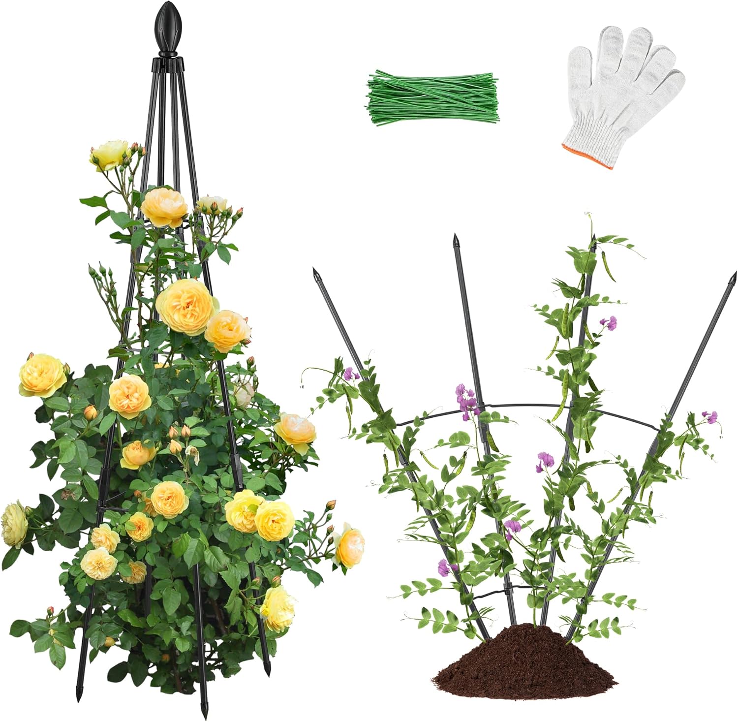 2 Pack Garden Trellis for Climbing Plants, Garden Trellis Rustproof Plastic Coated Metal Plant Support for Vegetables, Vines and Rose Bushes