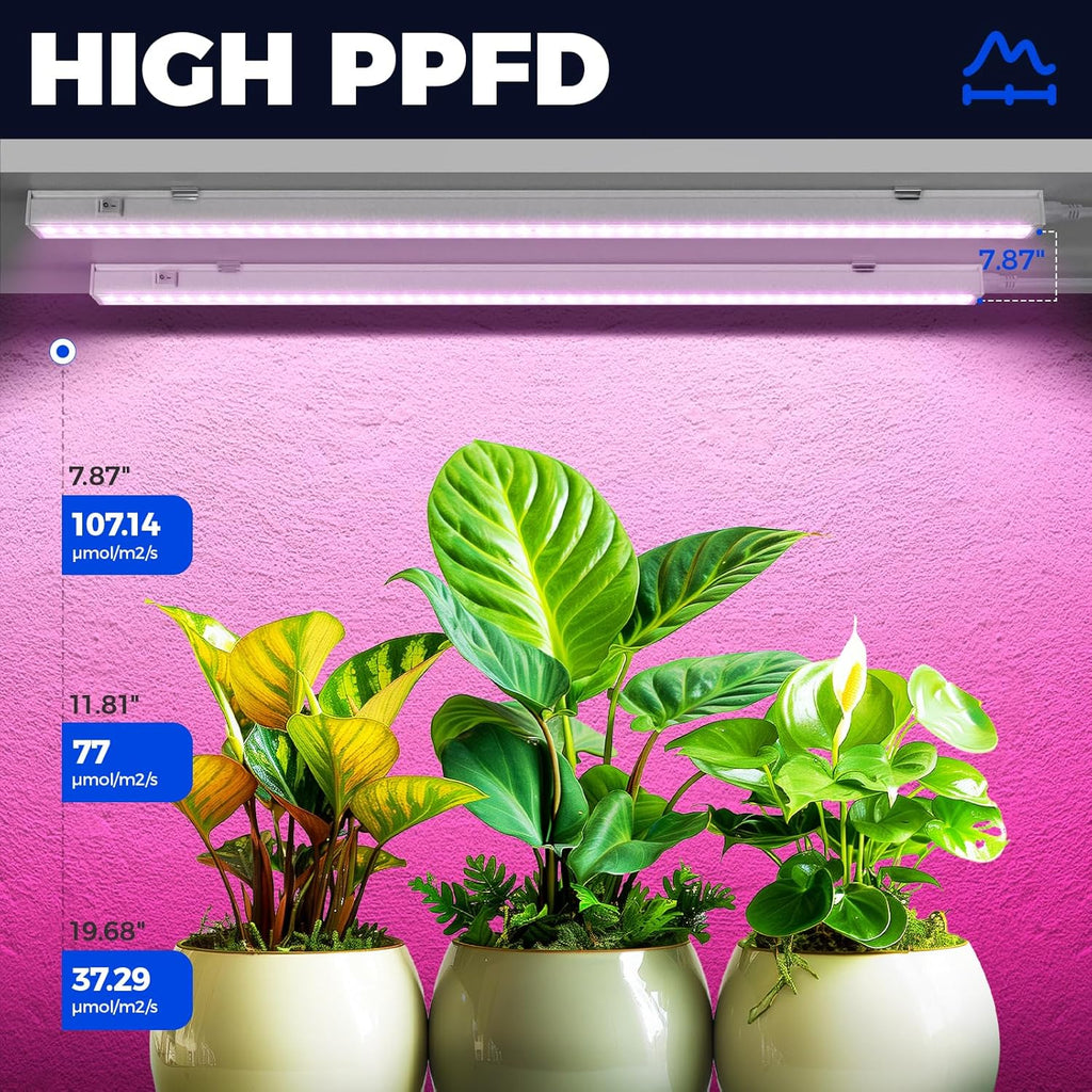 Barrina T5 Grow Lights, Full Spectrum, 2ft 80W (8 x 10W, 500W Equivalent), LED Grow Light Bulbs, Plant Lights for Indoor Plants, Greenhouse, Plug and Play, Pink, 8-Pack