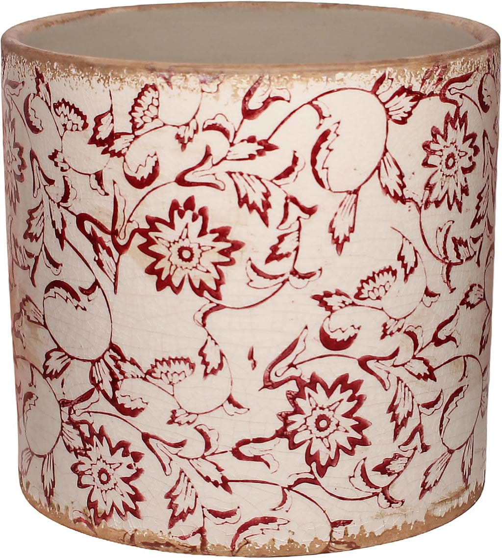 6.73in. Planters for Indoor Outdoor Plants, Rustic Pots for Plants, Vintage Plant Pots Indoor, Tuscan Indoor Tree Pot, Crackle Glazed Planter, Red Plant Pot Outdoor for Garden, Medium