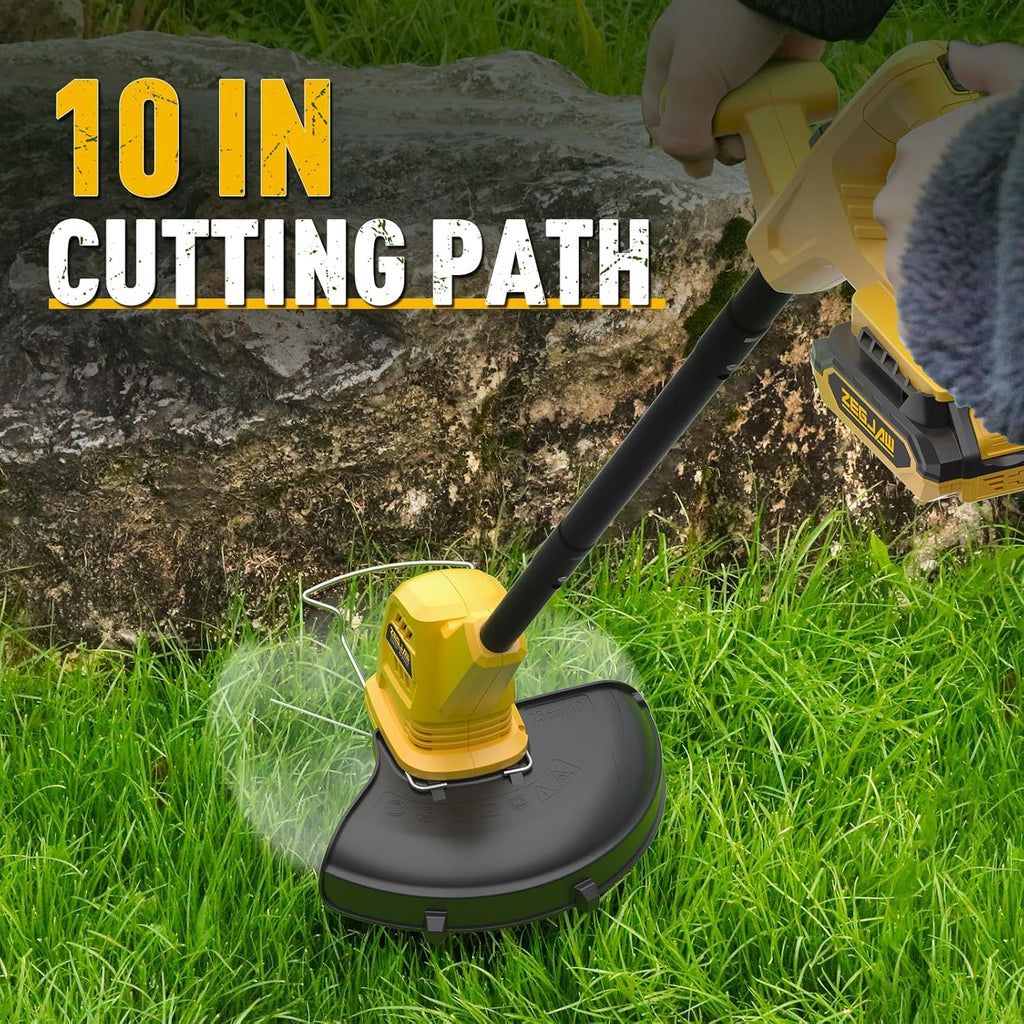 Cordless String Trimmer and Edger, 10 Inch 20V Weed Wacker Battery Operated Lawn Edger with 8 Pcs Replace Spool Trimmer Lines - 1 Batteries & Charger Included (10-inch)