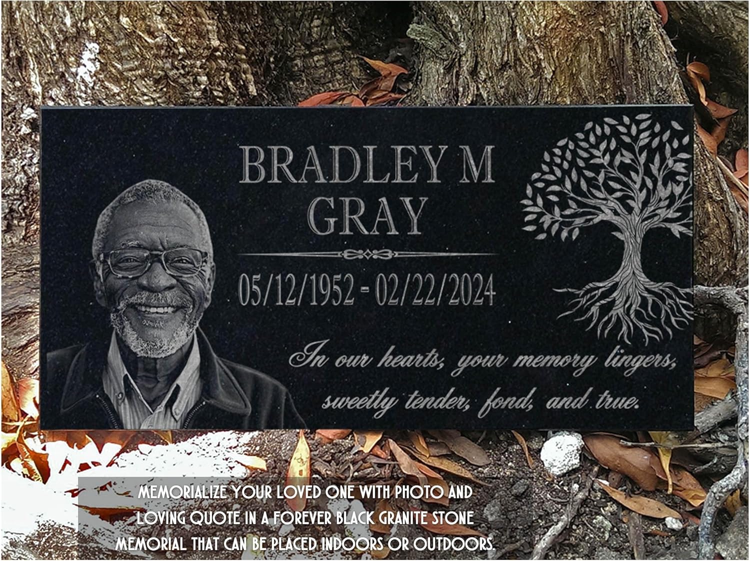 in Loving Memory Photo Tree of Life Personalized Granite Memorial Stone Sympathy Remembrance of Dad Mom Child