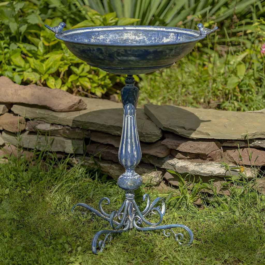 Zaer Ltd. Pedestal Style Birdbath (Blue)