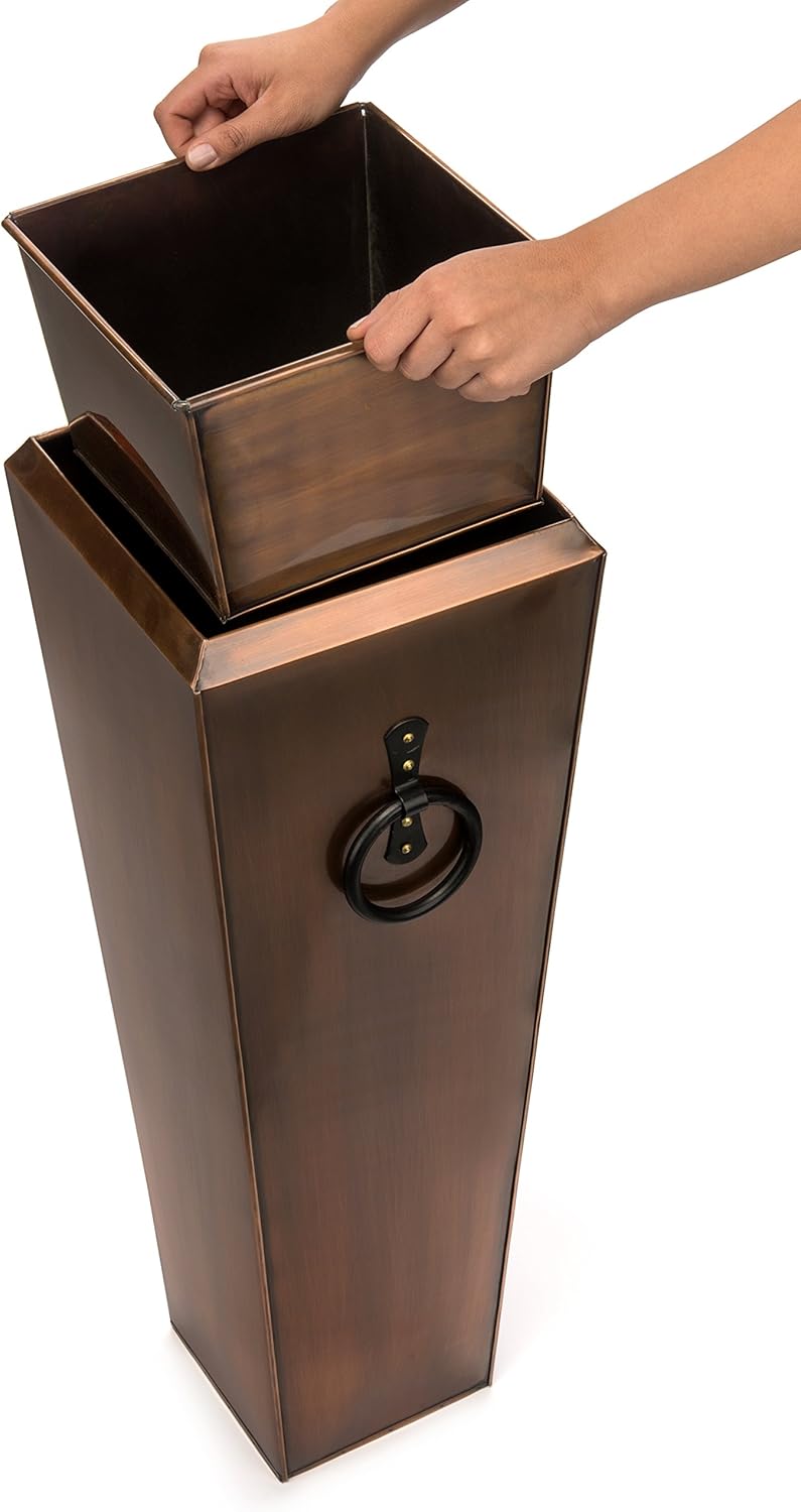 H Potter Patio Deck Indoor Outdoor Garden Flower Planter Set of 2 Antique Copper with Tray