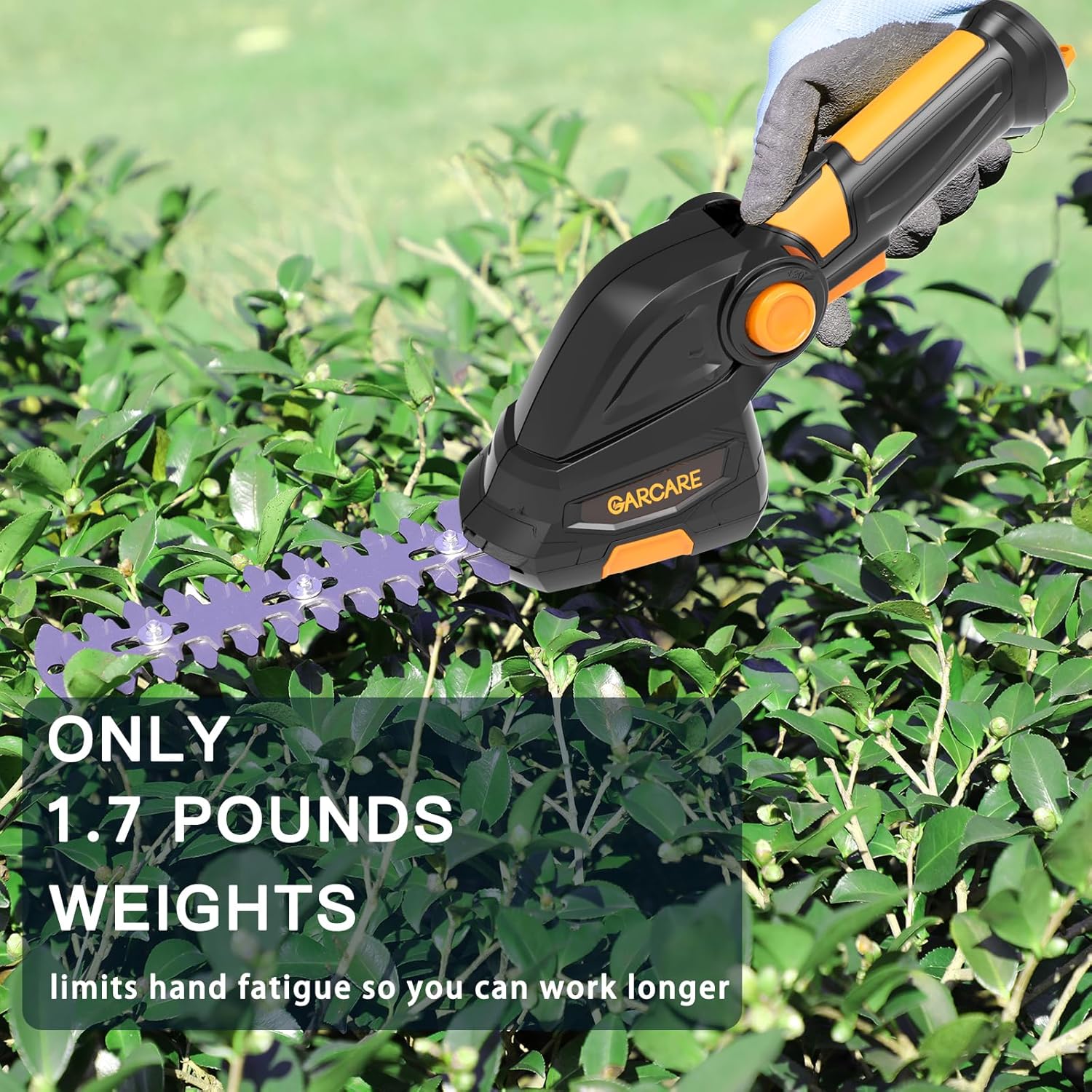 GARCARE 2 in 1 Grass Shear Cordless 7.2V Bush Timmer Handheld Grass Cutter for Shrub, Garden and Lawn Built-in 1500mAh Lithium Battery with 60min Fast Charger