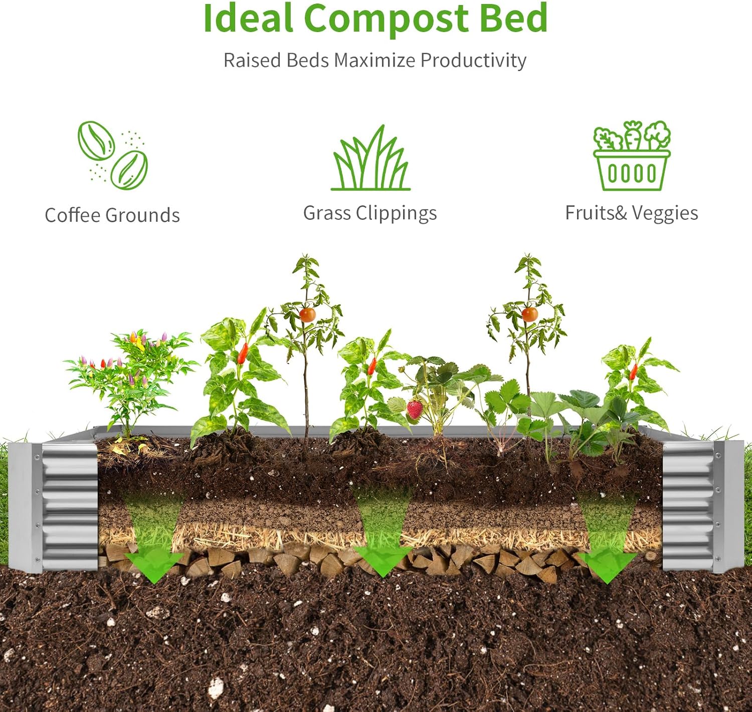 Land Guard 8×4×1ft Galvanized Metal Raised Garden Bed, Metal Planter Kit Box Outdoor for Deep-Rooted Vegetables, Flowers, Green and Herbs……