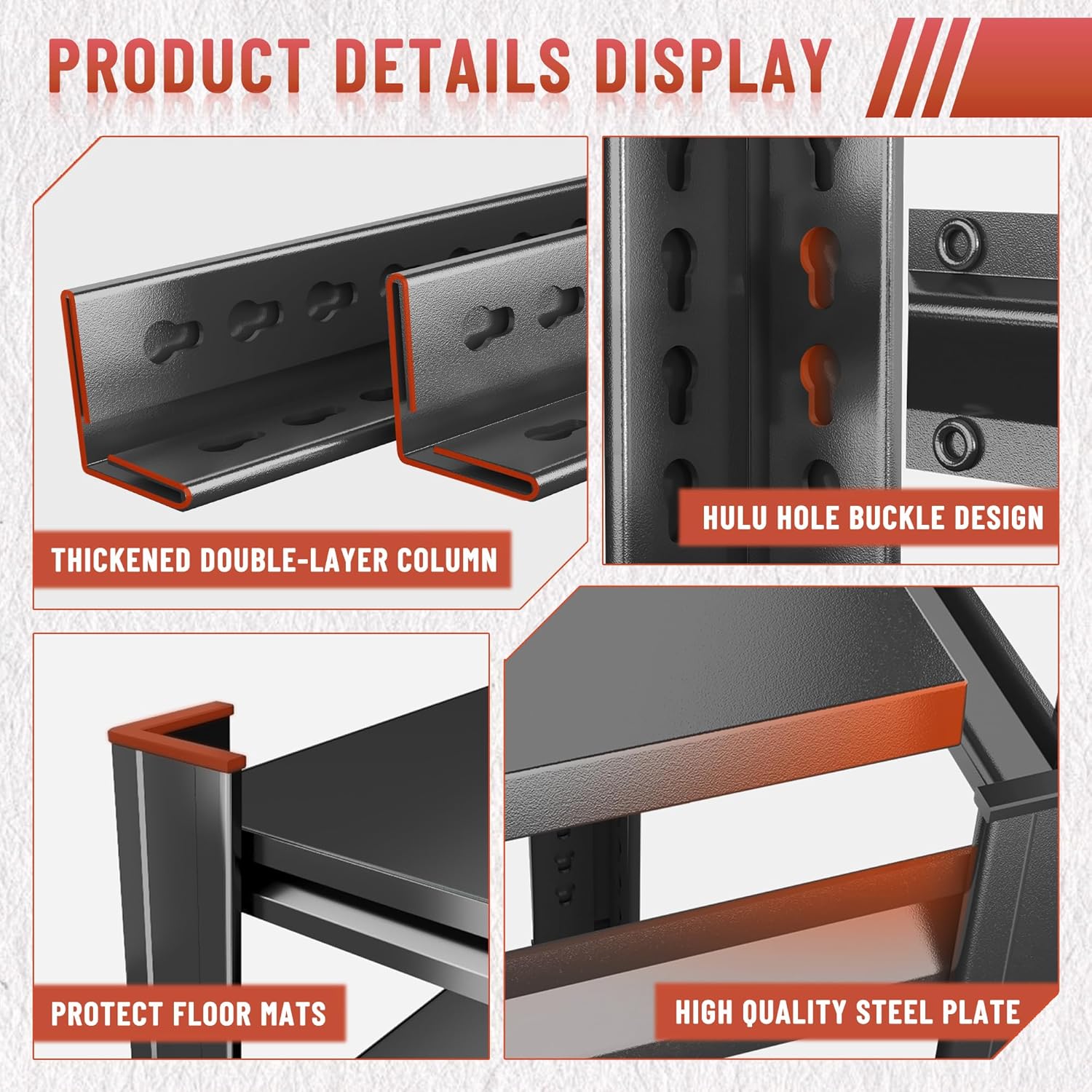 Heavy Duty 5-Tier Shelving Unit 2000LBS Capacity - Adjustable Steel Garage Shelves for Warehouse, Basement Storage(45.3''W x 15.7''D x 63" H)