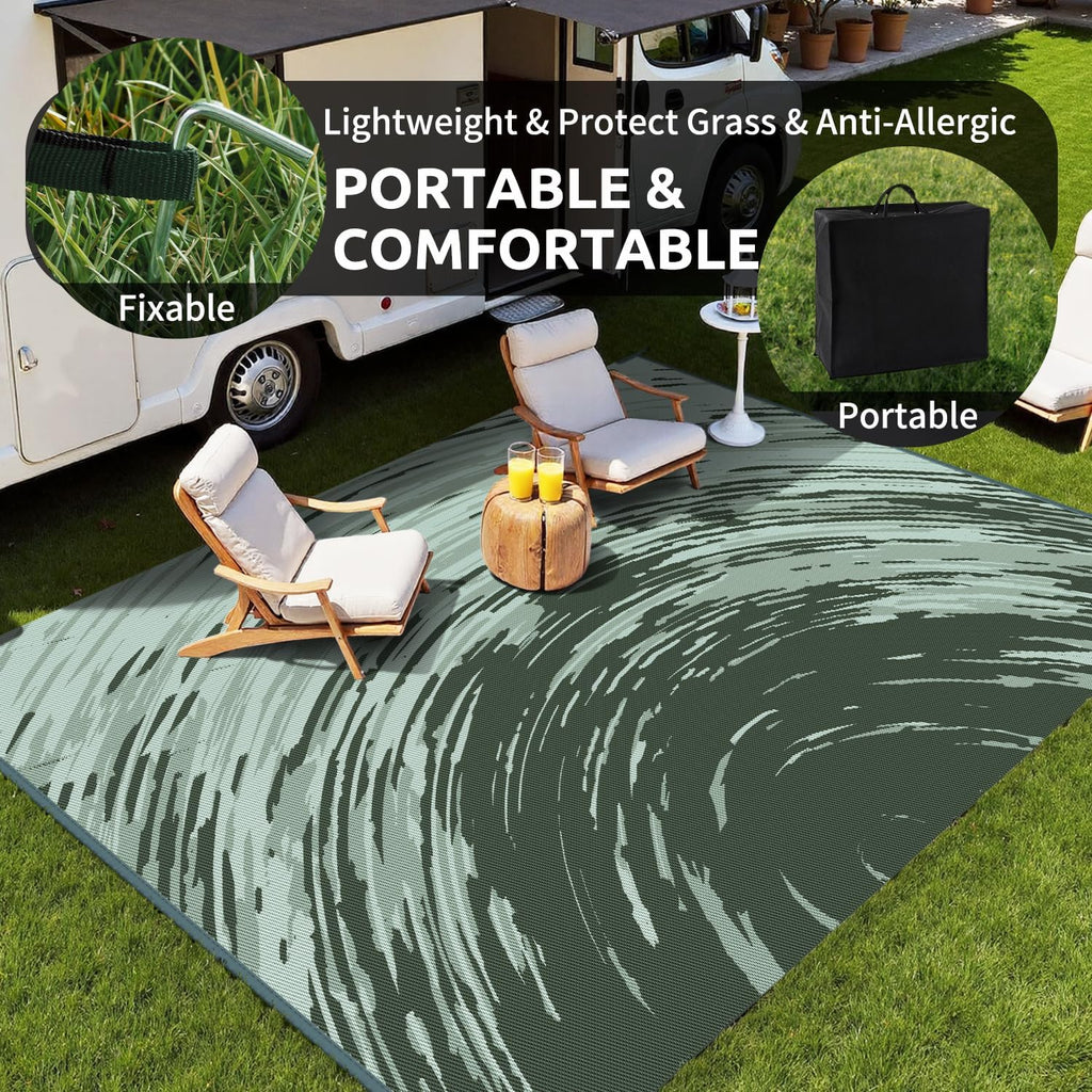 COCOER Modern Outdoor Rug 9x12 Reversible-Waterproof Outdoor Patio Rug-Quick Dry Outdoor Area Rugs Indoor Outdoor Rugs-Outside Rug Patio Decor for Porch Deck Balcony Backyard