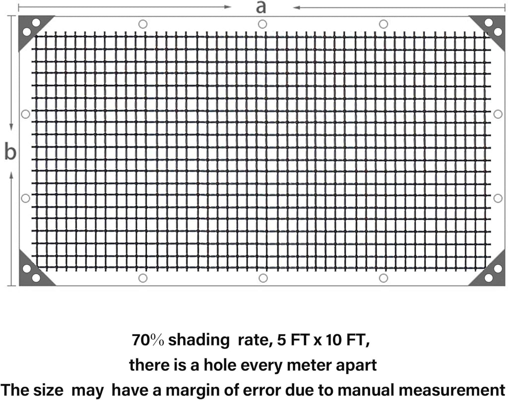 winemana Black Shade Cloth 70%, 5x10 FT Mesh Tarp - Garden Shade for Greenhouse, Patio, Vegetables, Plants Cover and Chicken Coops, Sun Shade Net for Outdoor Protection with Reinforced Grommets