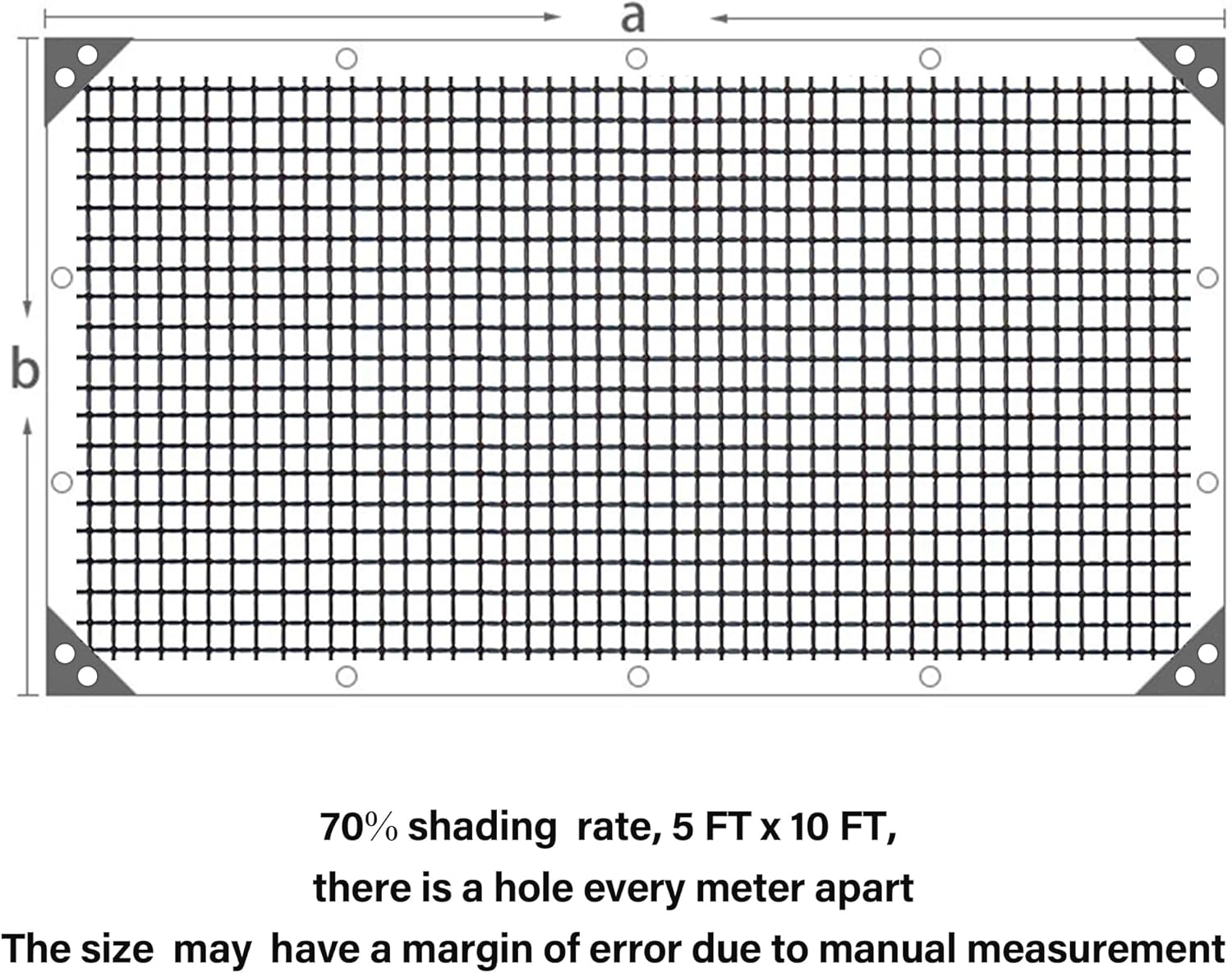 winemana Black Shade Cloth 70%, 5x10 FT Mesh Tarp - Garden Shade for Greenhouse, Patio, Vegetables, Plants Cover and Chicken Coops, Sun Shade Net for Outdoor Protection with Reinforced Grommets