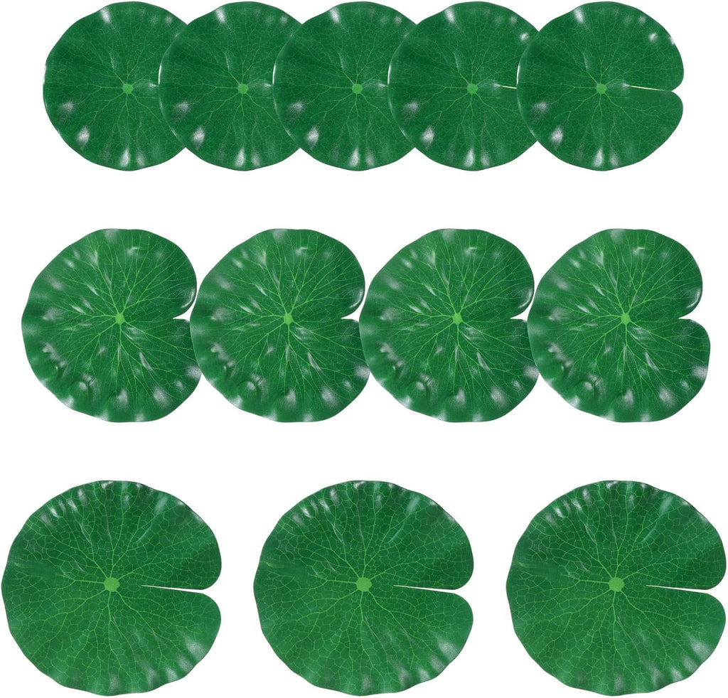 Artificial Lily Pads for Ponds, 12 Pcs Artificial Floating Foam Lotus Leaves Realistic Water Lily Pads Foliage Pond Decor Artificials Foliage Pond Decor for Pool Patio Aquarium Outdoor Ponds, 3 Size