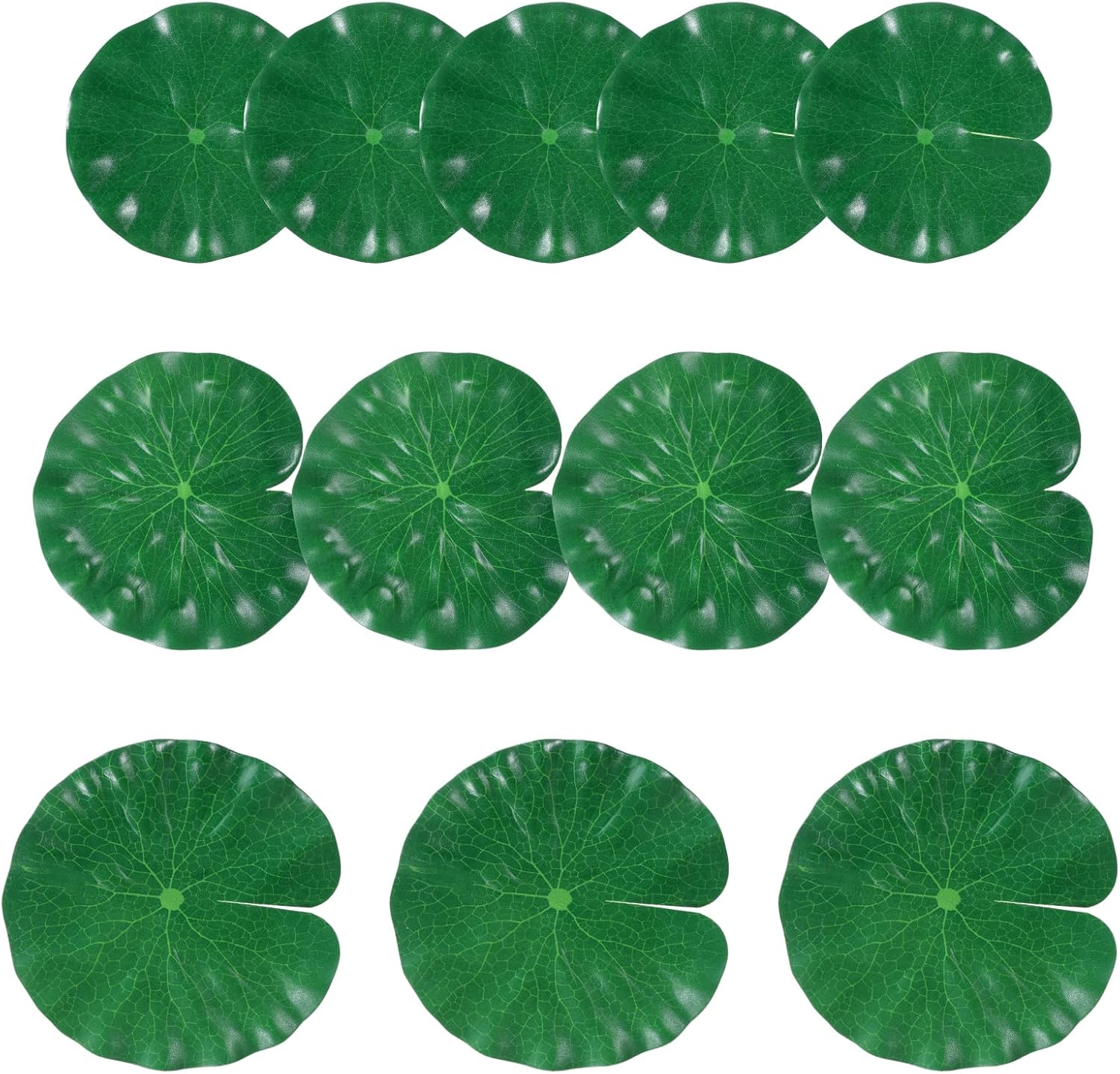 Artificial Lily Pads for Ponds, 12 Pcs Artificial Floating Foam Lotus Leaves Realistic Water Lily Pads Foliage Pond Decor Artificials Foliage Pond Decor for Pool Patio Aquarium Outdoor Ponds, 3 Size