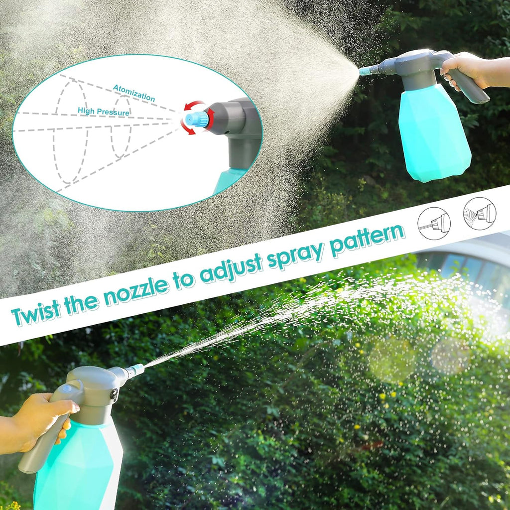 0.5 Gallon Electric Spray Bottle Plant Mister for Indoor/Outdoor Plants, 2L Automatic Watering Can Rechargeable Battery Powered Sprayer with Adjustable Spout for Garden, Fertilizing, Cleaning