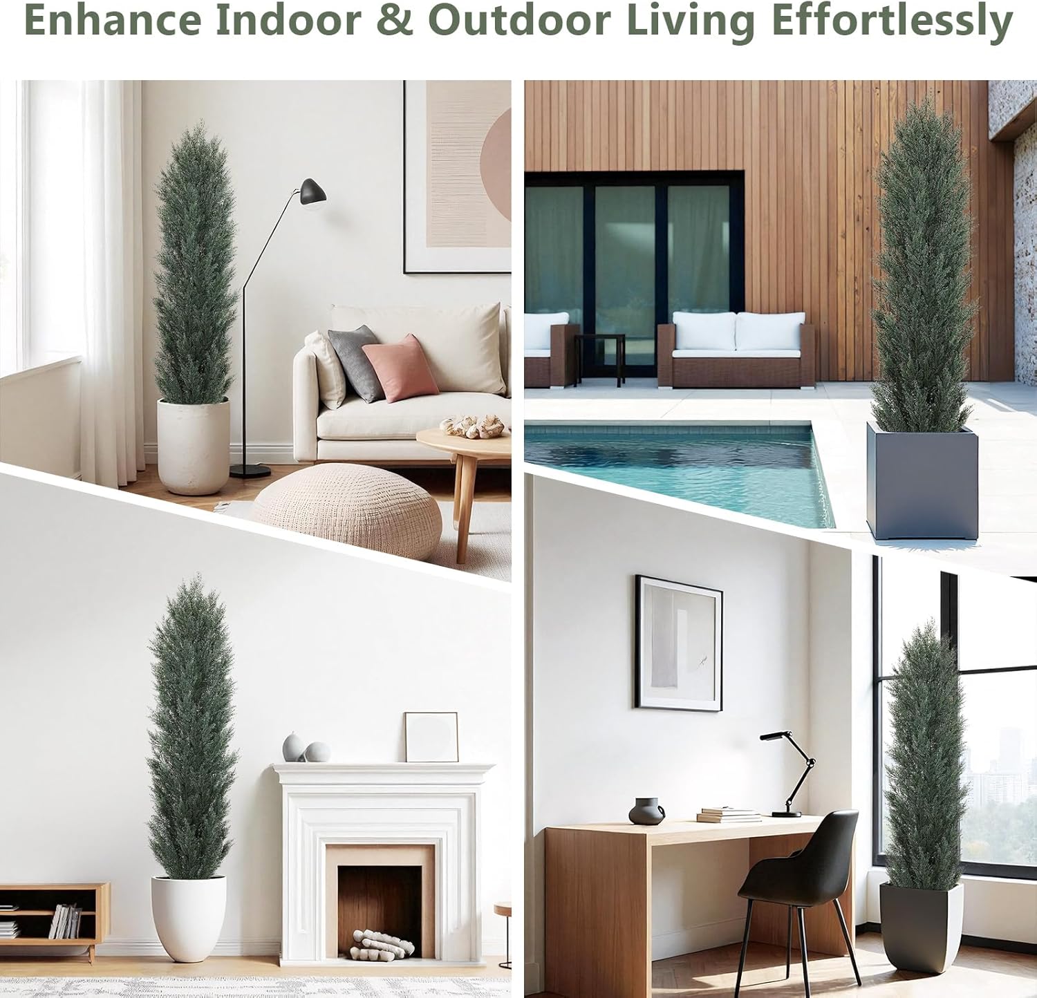 THE BLOOM TIMES 6ft Tall Topiary Trees Artificial Outdoor – UV Resistant Faux Cedar Pine Cypress Bushes and Shrubs, Fake Potted Plants for Front Porch Outside Planter Patio Decor, Set of 2 (6 Foot)