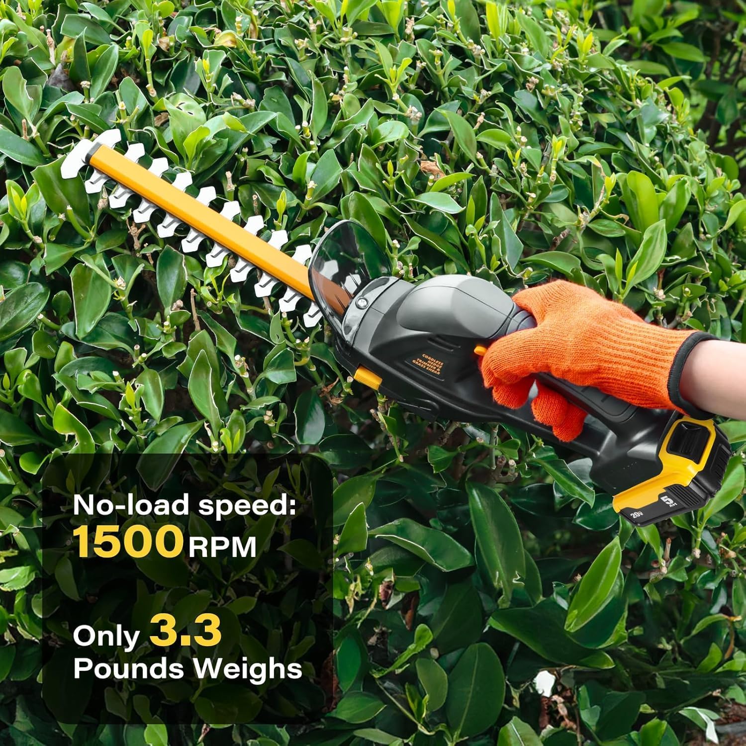 Hedge Trimmer Cordless for DEWALT 20V MAX Battery, 1500RPM Grass Trimmer Electric Hedge Trimmer, 2 in 1 Design for Yard, Garden, Lawn Care(Battery Not Included) (Black)