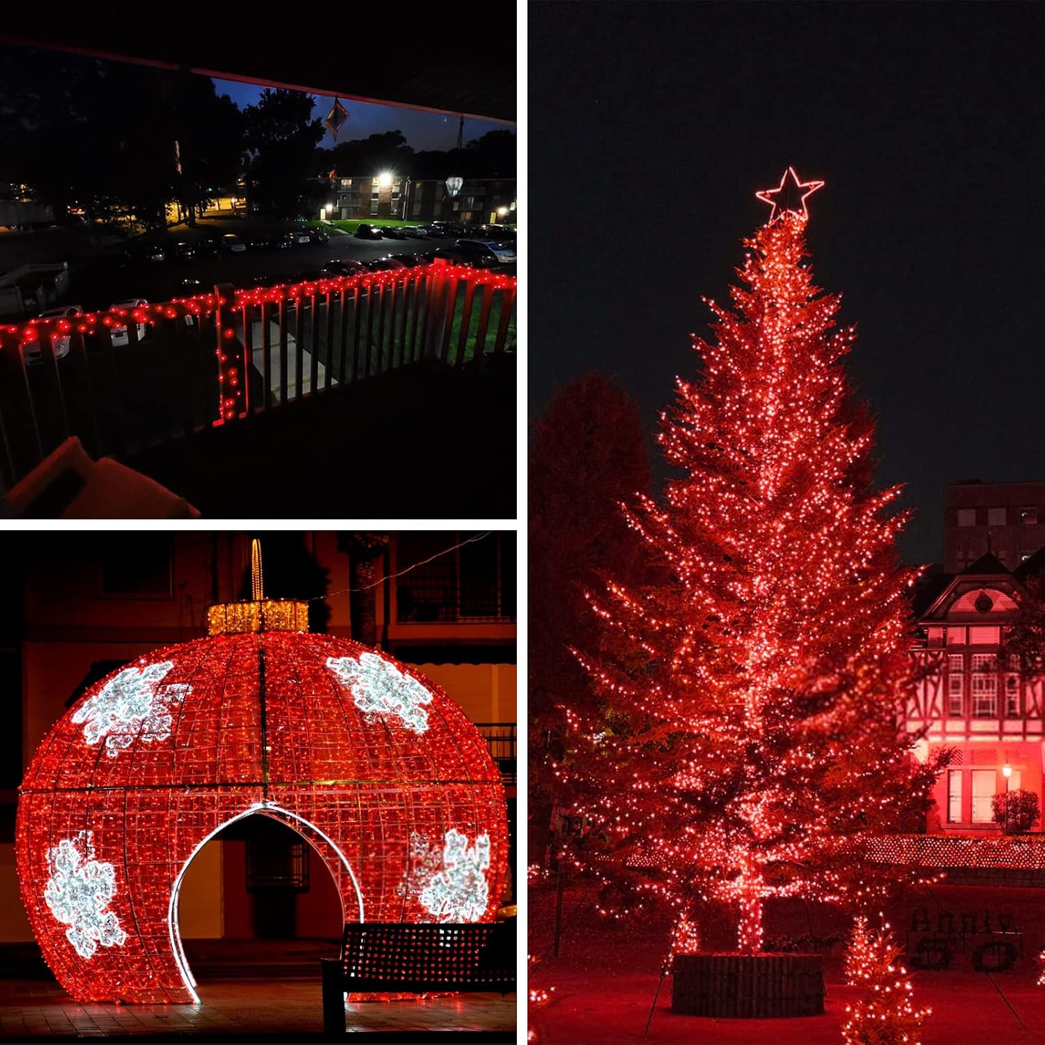 Solar String Lights Outdoor, 2-Pack Total 80FT 200 LED Solar Christmas Twinkle Lights Outside Waterproof Copper Wire 8 Modes Solar Fairy Lights for Garden Tree Party Birthday Christmas Decor (Red)