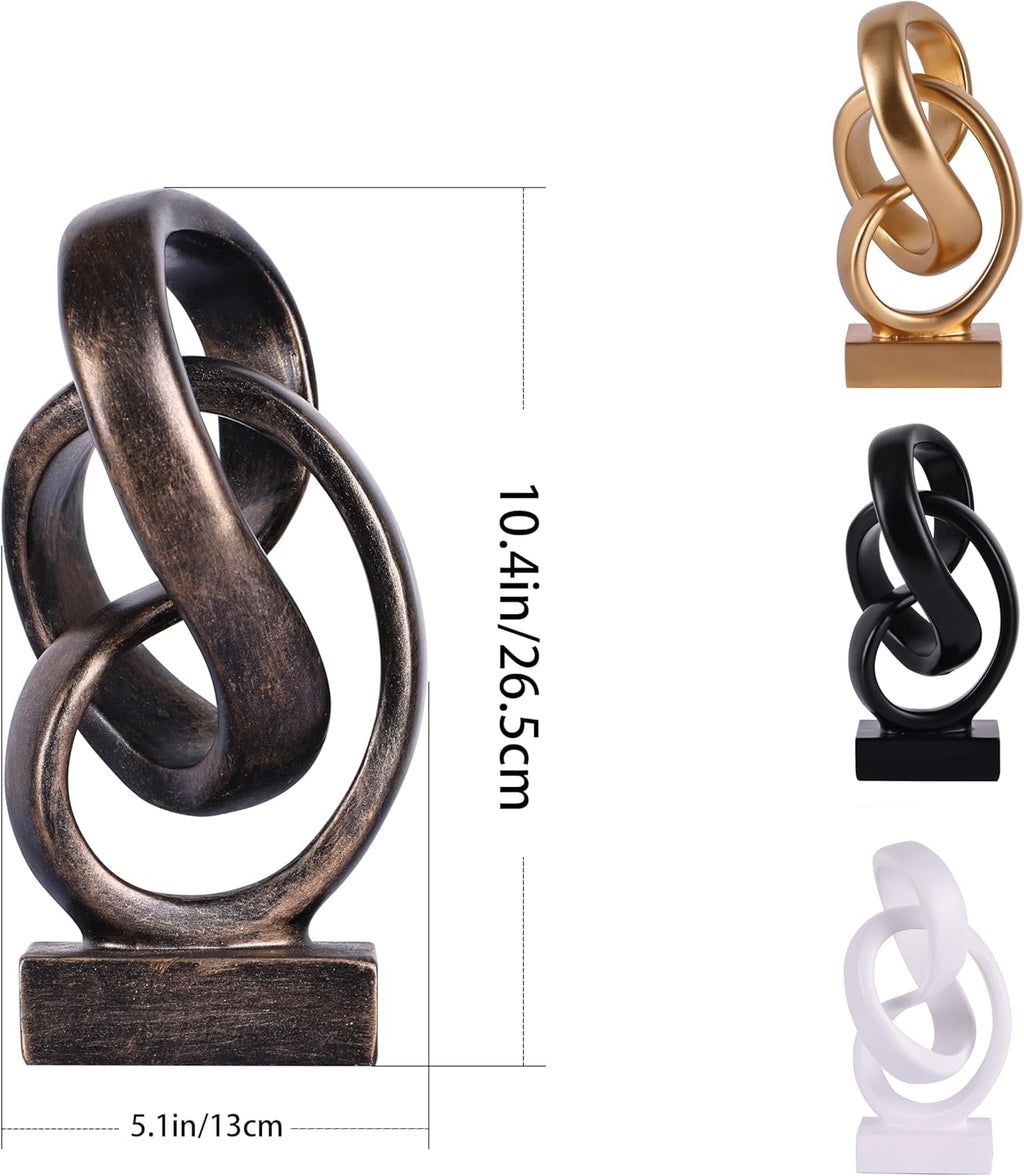 Modern Abstract Knot Sculpture, Artistic Mobius Inspired Resin Decor, Elegant Home and Office Decor, Perfect for Shelves, Desktops, and Mantles, Ideal Gift for Birthdays, Housewarmings (Bronze)