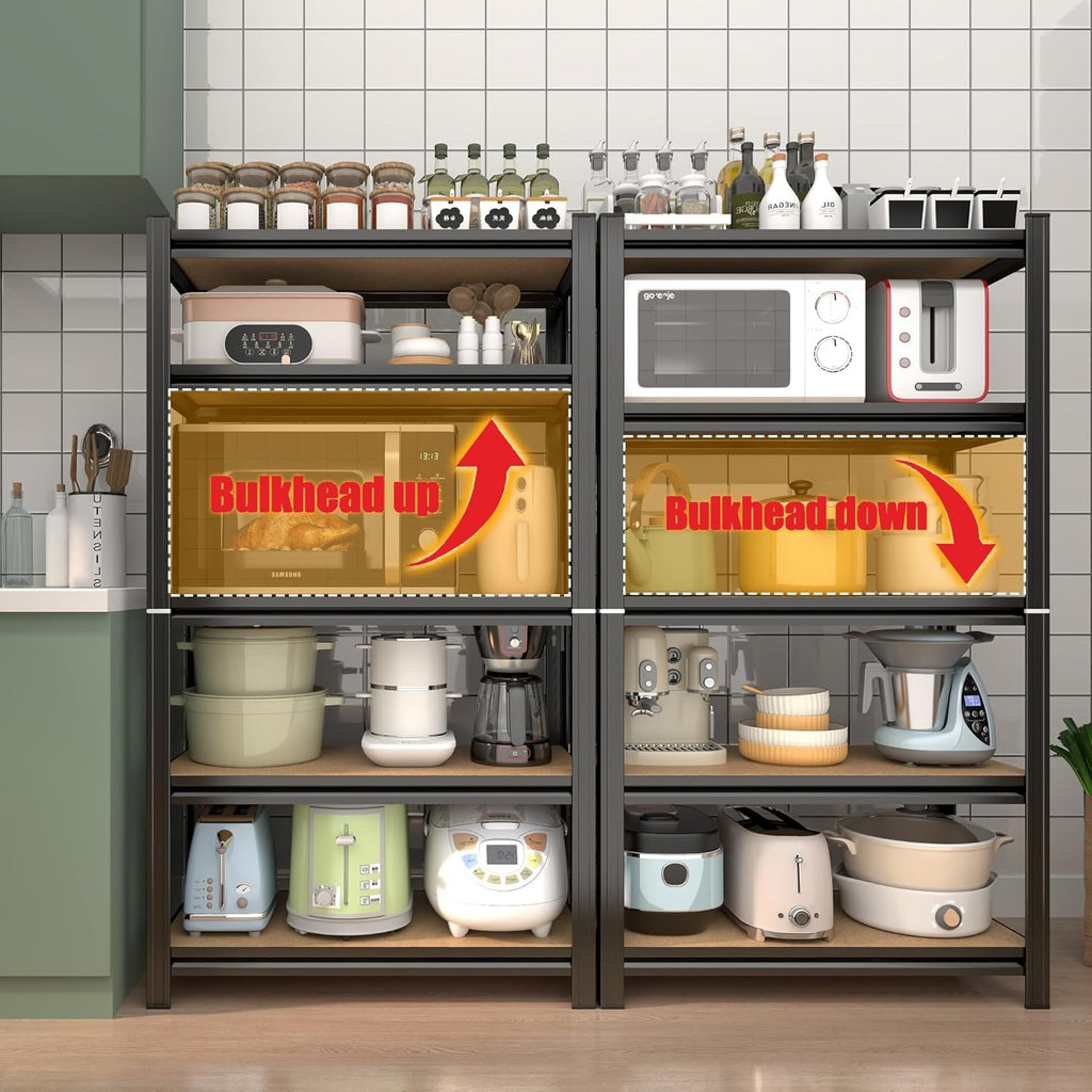 5-Tier Adjustable Heavy Duty Metal Storage Shelves Unit, 72" Tall Garage Shelving Rack for Basement, Kitchen, Office, Warehouse & Pantry - Versatile Metal Shelving Organizer