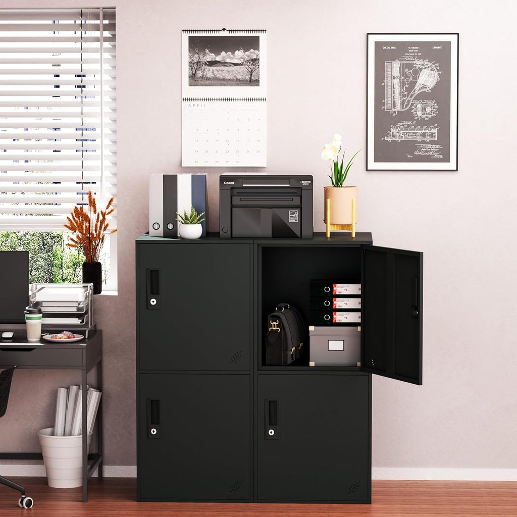 3 Door Vertical Stackable Storage Cabinet with Lock,Anti-Failing Device, Metal Lcoker,Organizer for Office, Home, Gym, School,Employee,Kids. (Black)