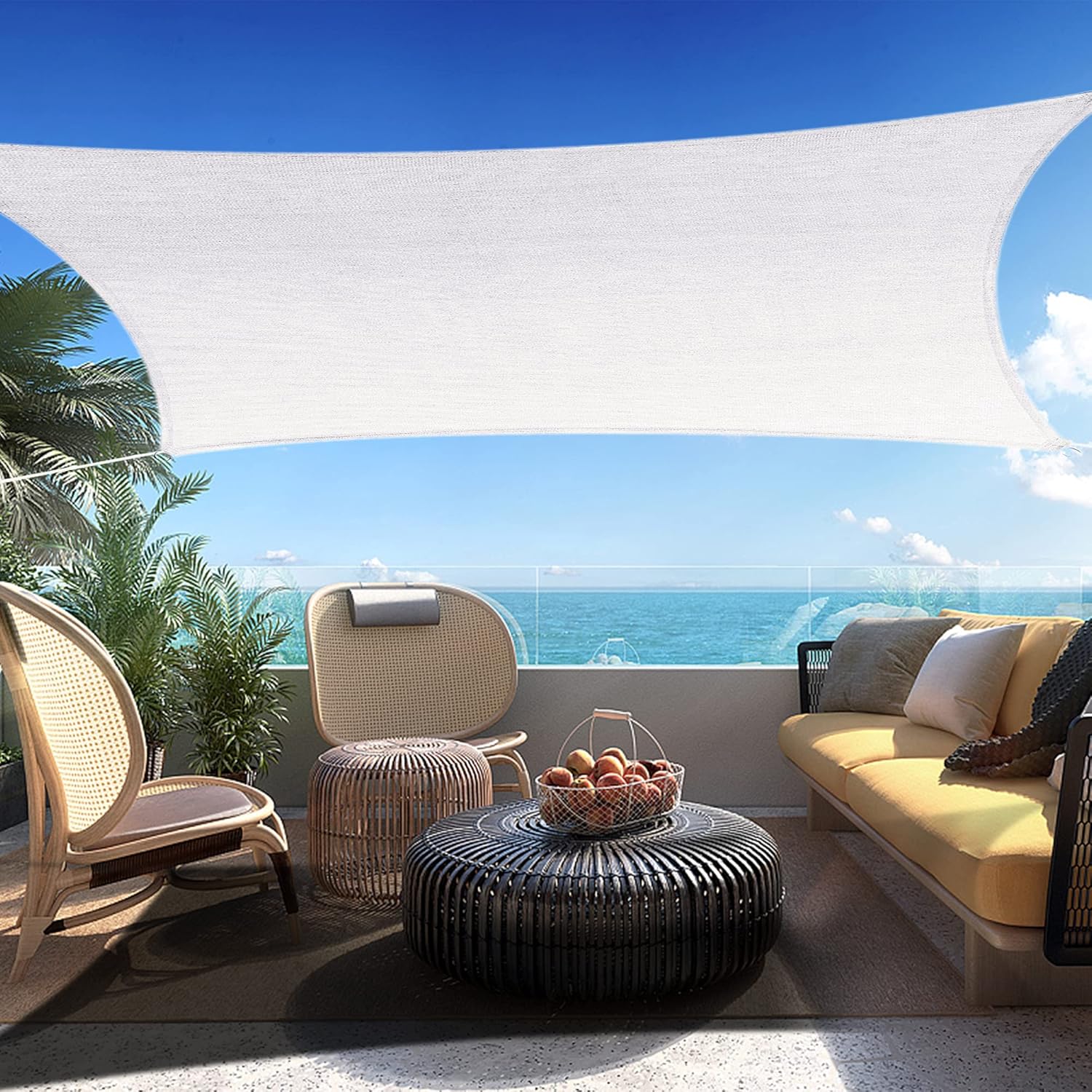 14' x 14' White Square Sun Shade Sail SSP1212 Canopy Durable Fabric UV Block Awning,We Make Custom Orders